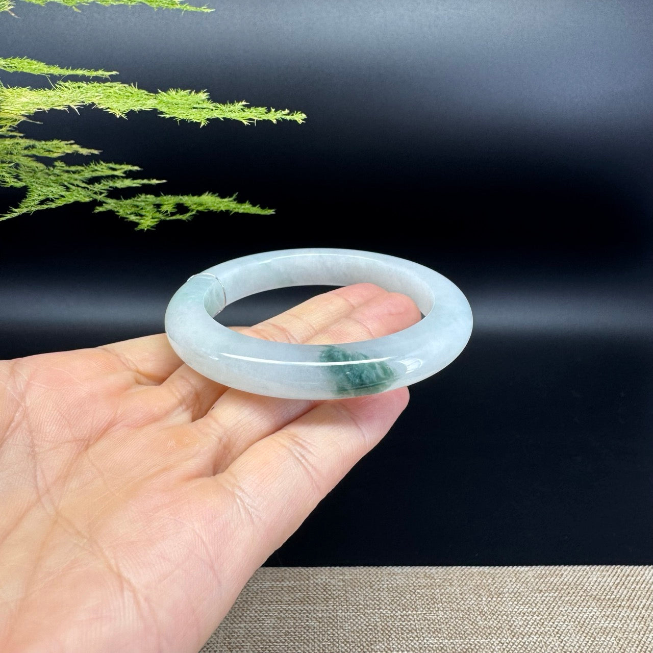 Genuine Burmese Icy Green Jade Jadeite Bangle Bracelet ( 54.2mm )