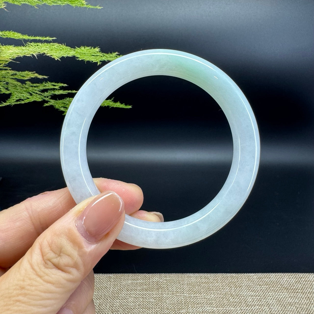 Genuine Burmese Icy Green Jade Jadeite Bangle Bracelet ( 54.4mm )