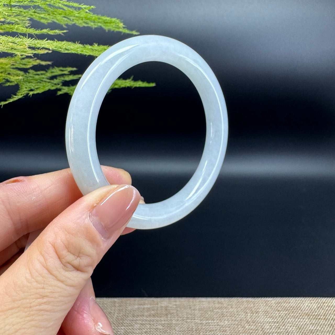 Genuine Burmese Icy Green Jade Jadeite Bangle Bracelet ( 54.8mm )