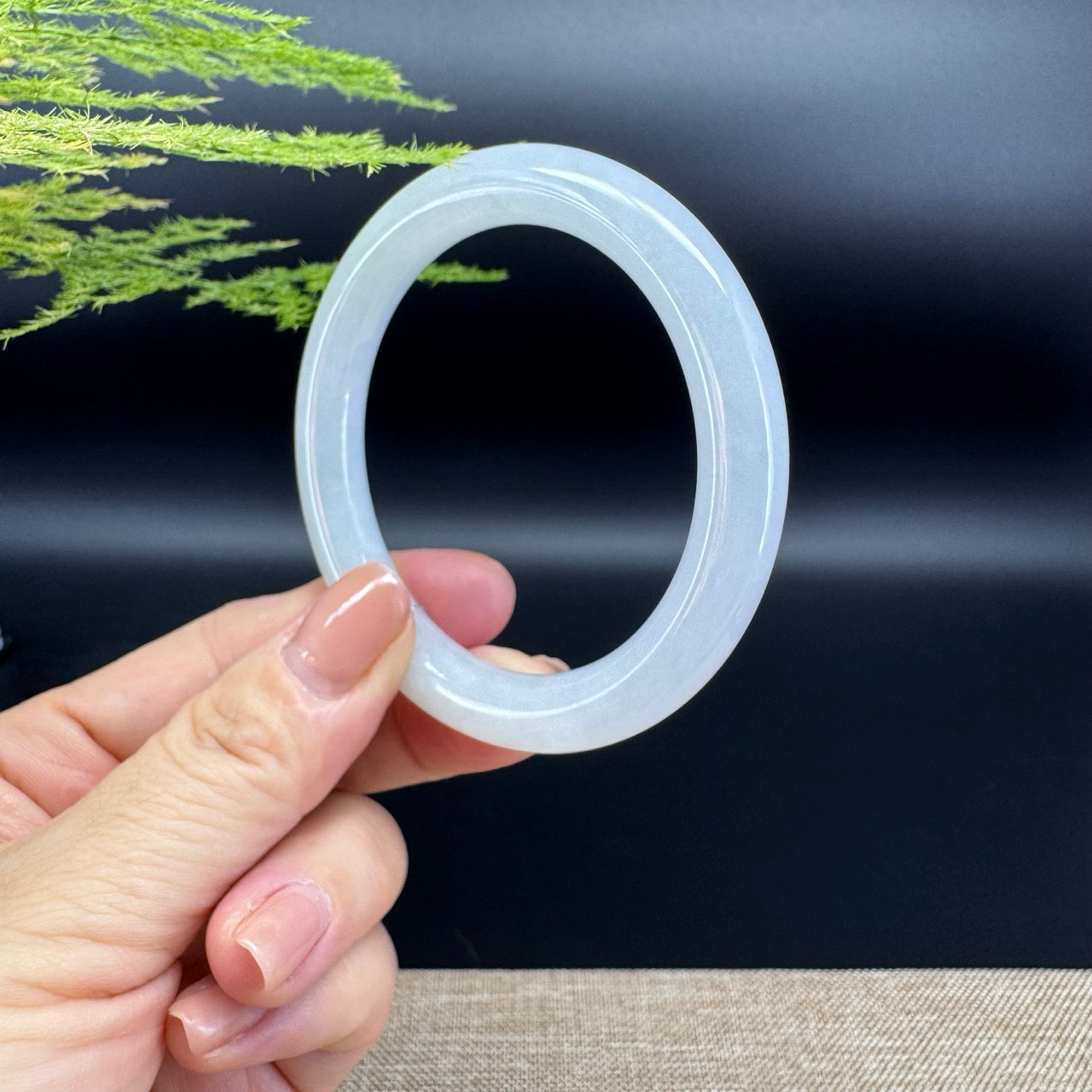 Genuine Burmese Icy Green Jade Jadeite Bangle Bracelet ( 54.8mm )