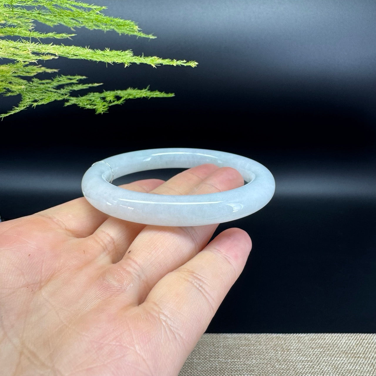 Genuine Burmese Icy Green Jade Jadeite Bangle Bracelet ( 54.8mm )