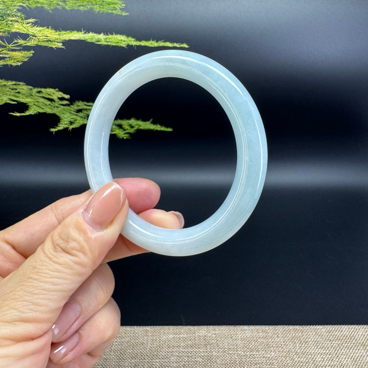 Genuine Burmese Icy Green Jade Jadeite Bangle Bracelet ( 54.4mm )