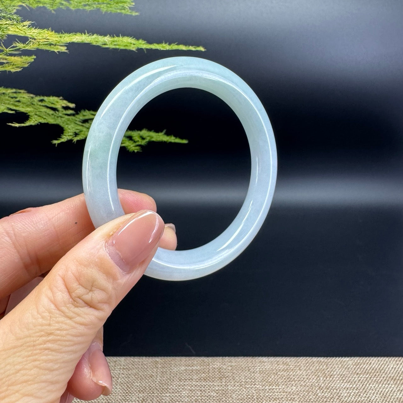 Genuine Burmese Icy Green Jade Jadeite Bangle Bracelet ( 54.6mm )