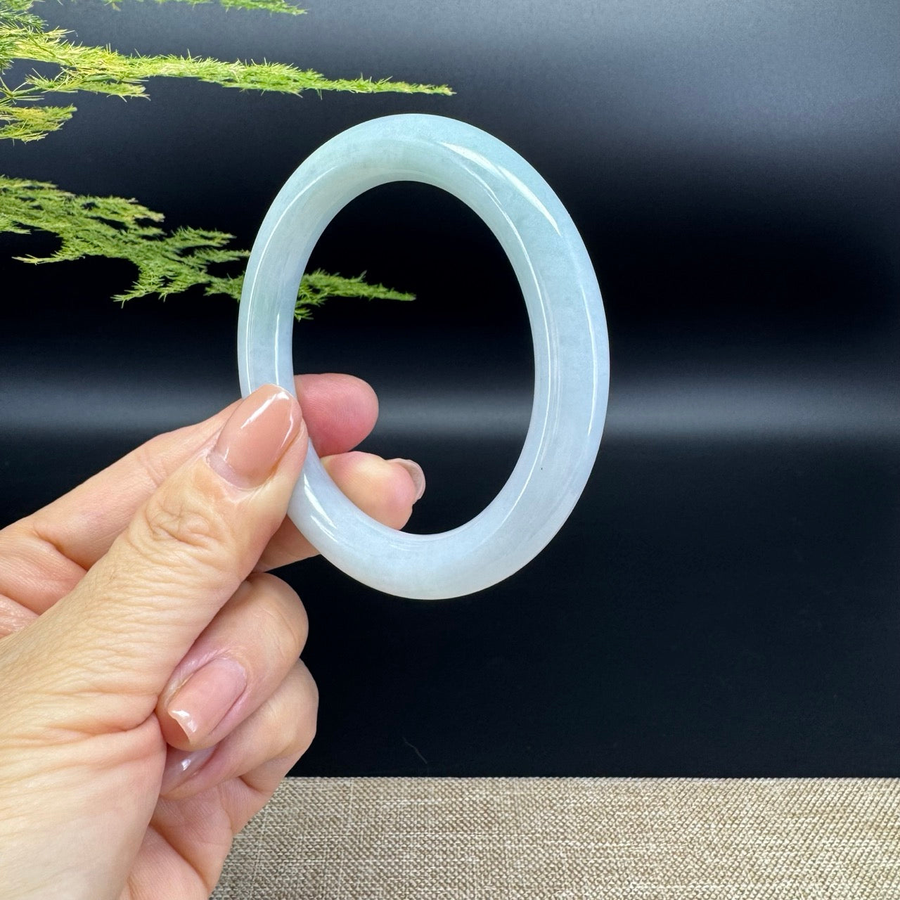 Genuine Burmese Icy Green Jade Jadeite Bangle Bracelet ( 54.6mm )
