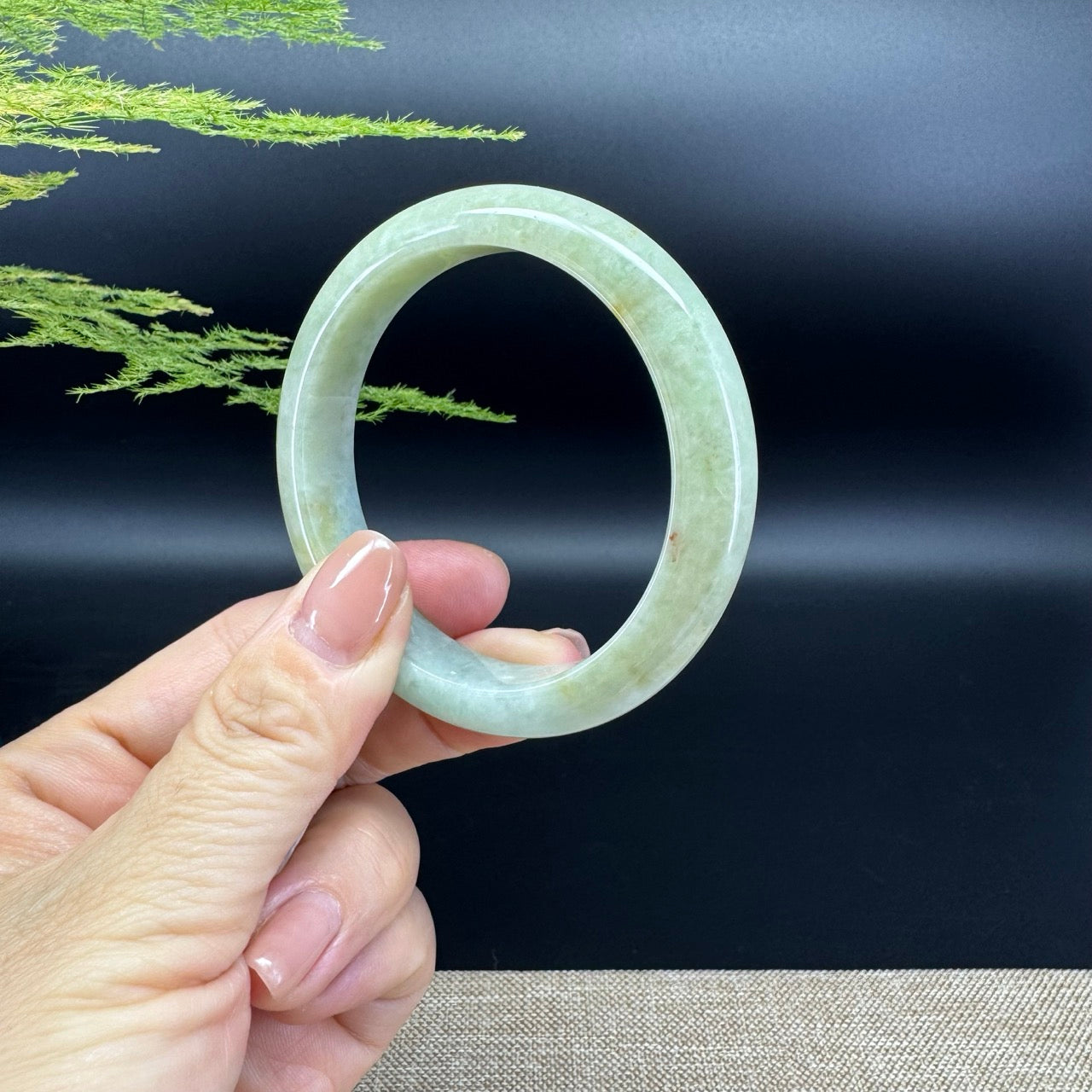 Genuine Burmese Yellow Green Jade Jadeite Bangle Bracelet ( 54.5mm )