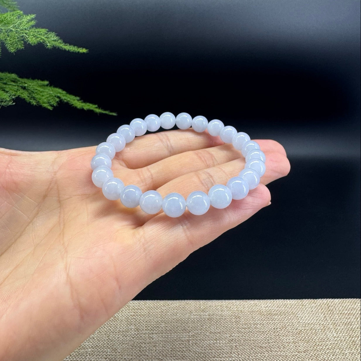 The beads color is lavender.