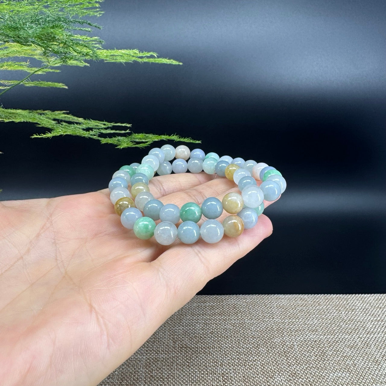 Natural Jadeite Jade Round Multi-Colors Beads Bracelet ( 7.5 mm )