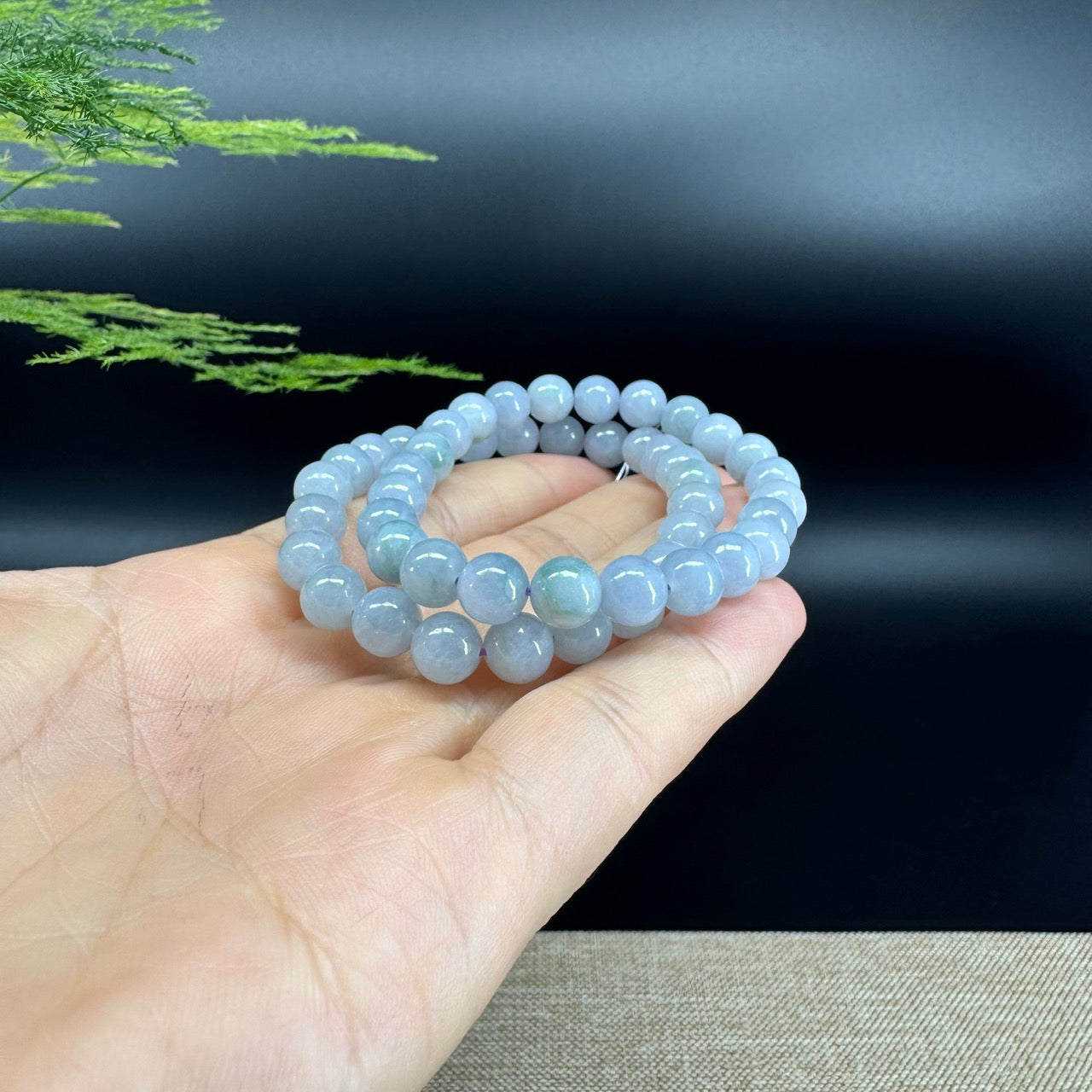 RealJade® Co. Genuine Jadeite Jade Round Light Lavender Beads Bracelet (7.5mm)
