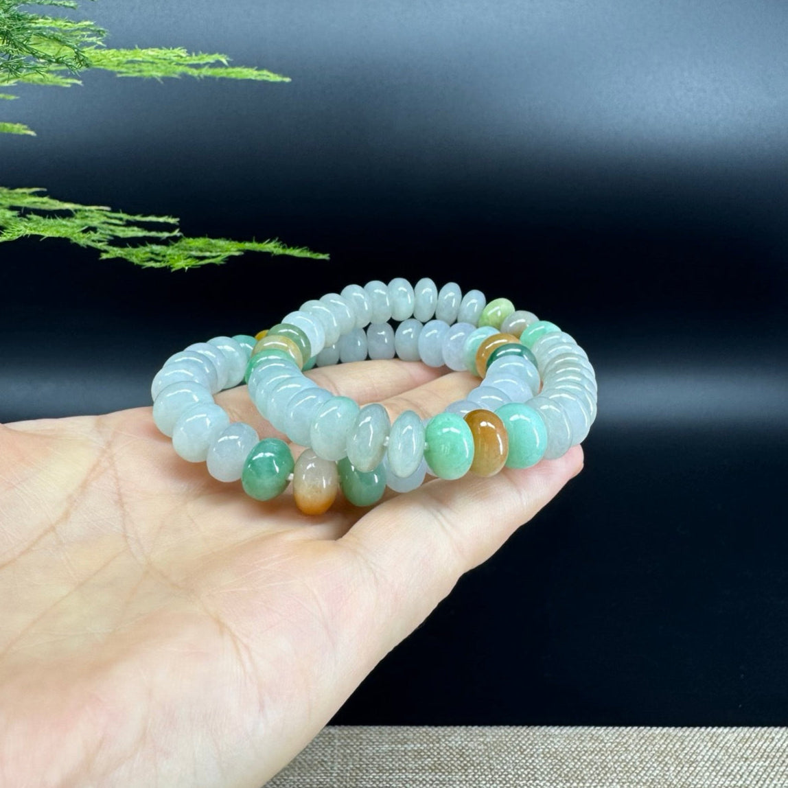 "Lucky Coin" Koukou Jadeite Jade 10mm Multi-Colors Beads Bracelet ( 10mm )