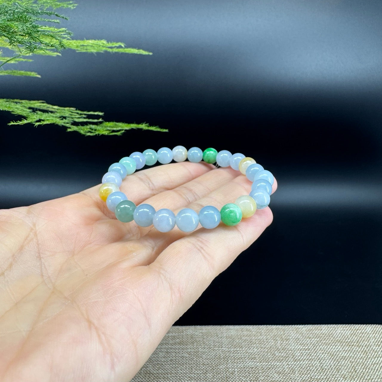 The beads shape of the round.The beads colors are multicolor.