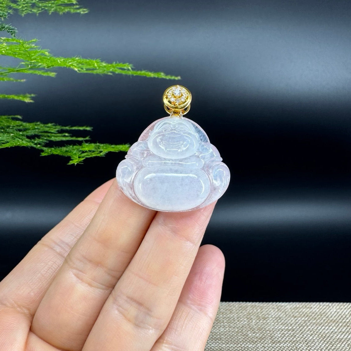 The pendant shape of the buddha.The pendant color is icy.
