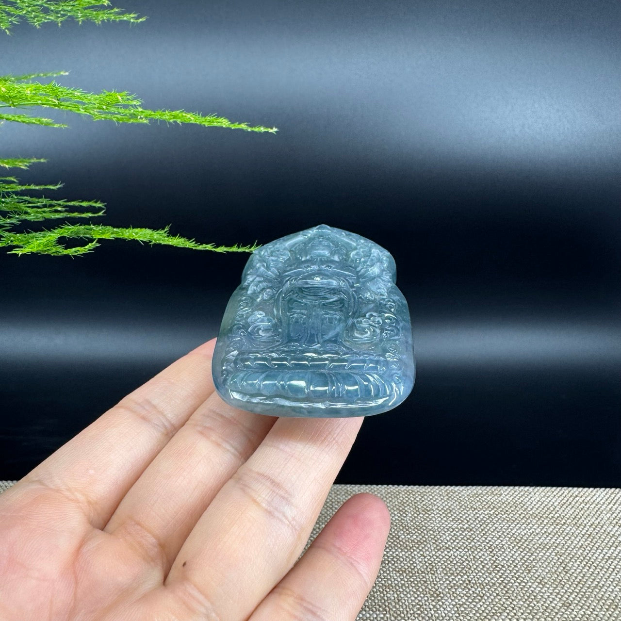 RealJade® Co. High Natural Guatemalan Blue Jadeite Jade Thousand armed Guanyin Pendant