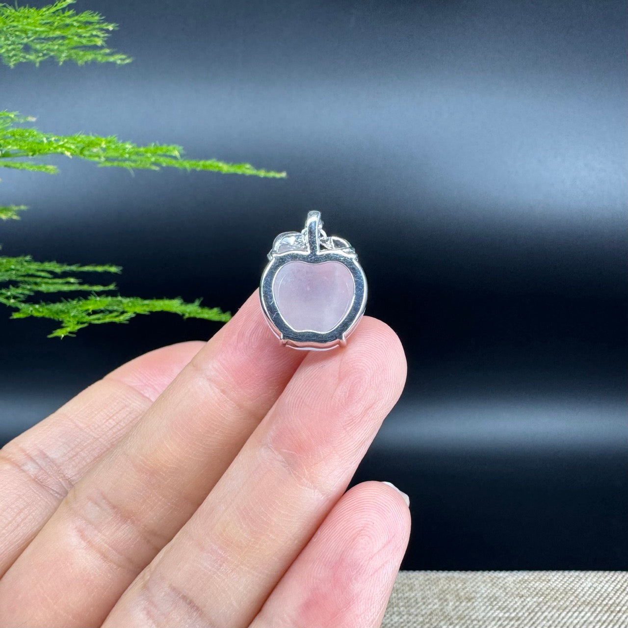 RealJade® Co. Genuine Icy Jadeite Jade Good Luck Apple Necklace With 18K White Gold Bail