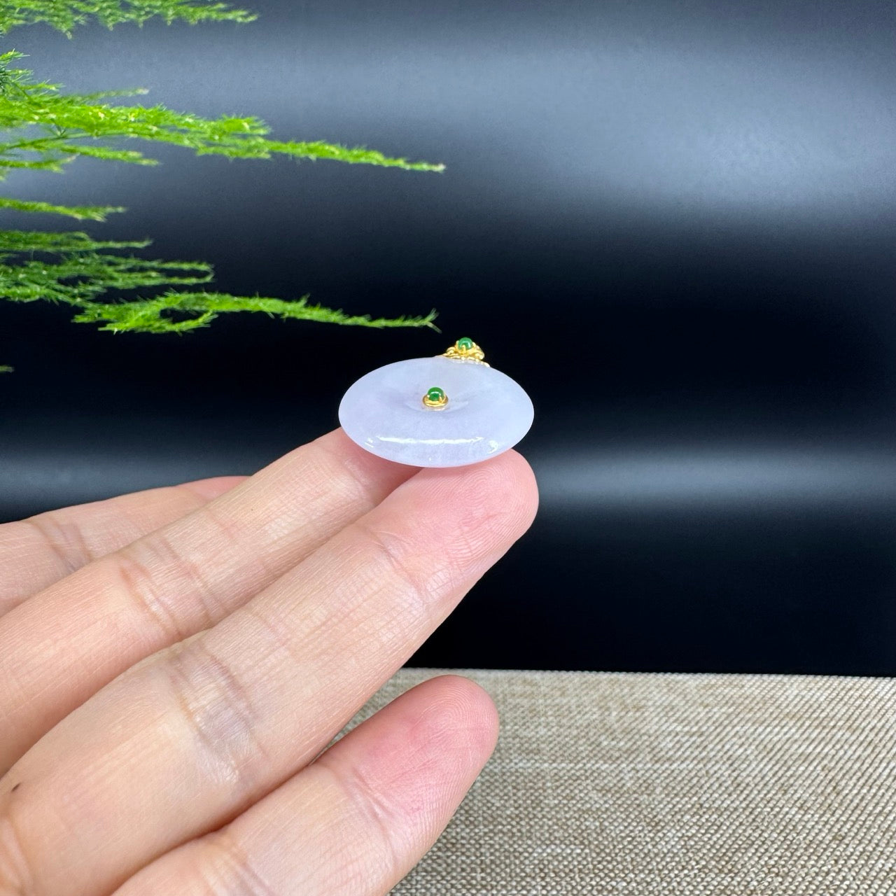 "Good Luck Button" Icy Pink Jadeite Jade Lucky KouKou Pendant With 18K Yellow Gold Bail