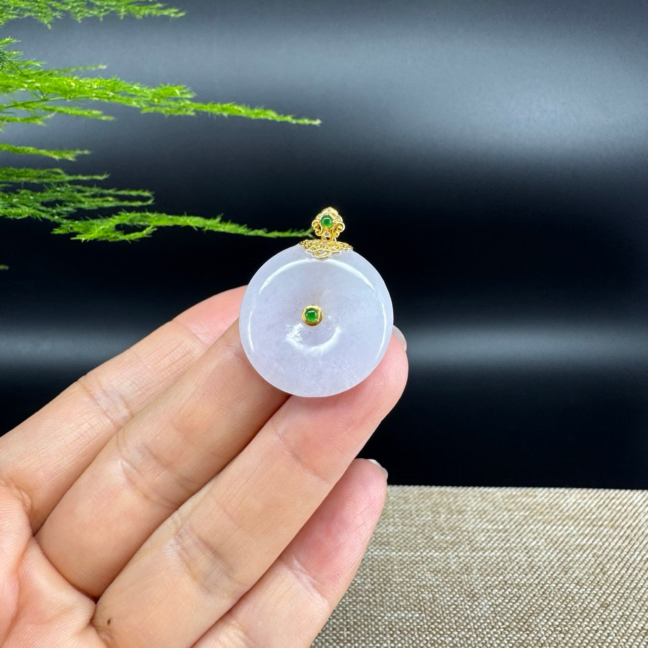 "Good Luck Button" Icy Pink Jadeite Jade Lucky KouKou Pendant With 18K Yellow Gold Bail