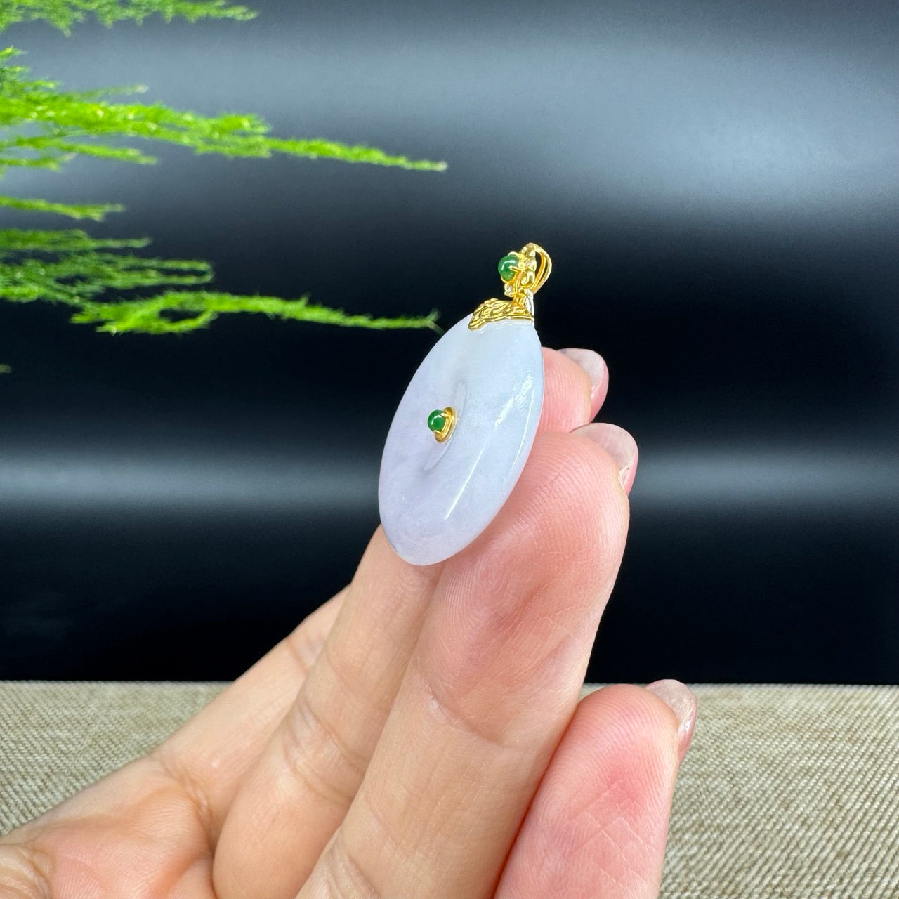"Good Luck Button" Icy Pink Jadeite Jade Lucky KouKou Pendant With 18K Yellow Gold Bail