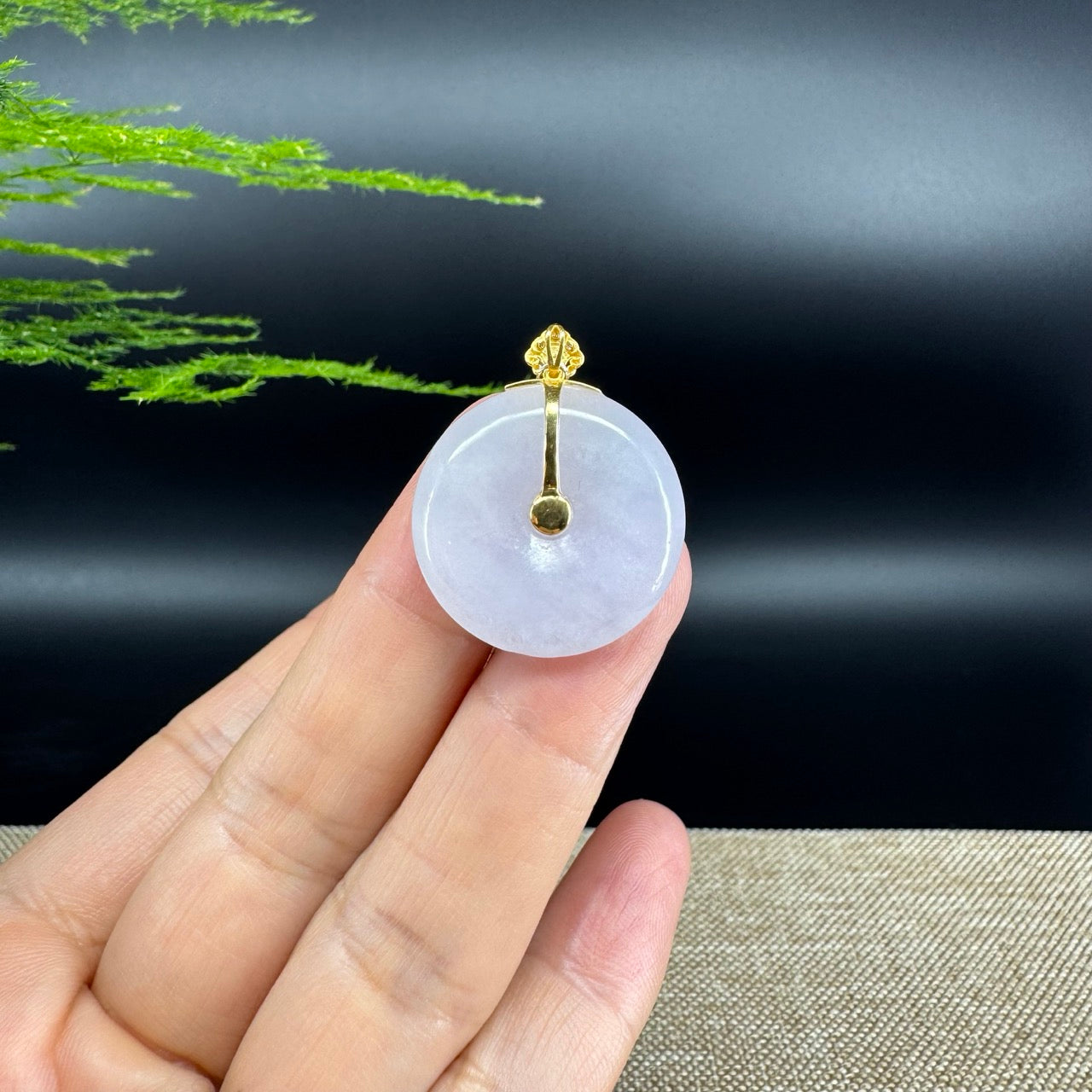 "Good Luck Button" Icy Pink Jadeite Jade Lucky KouKou Pendant With 18K Yellow Gold Bail