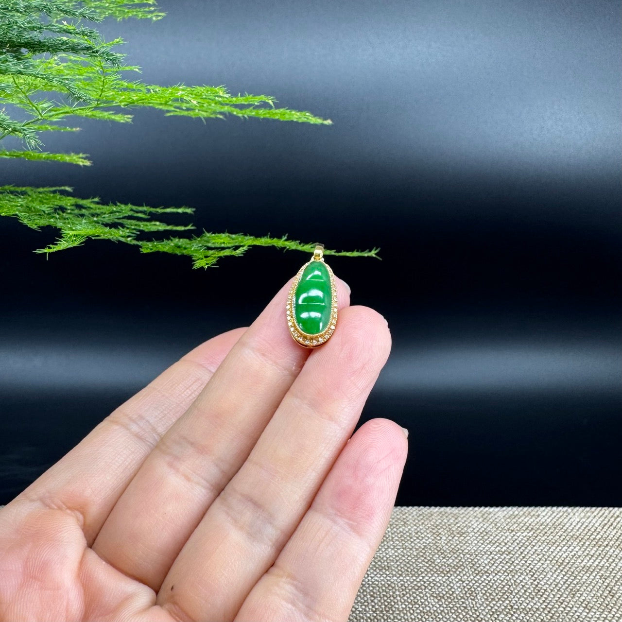 High end Genuine Burmese Imperial Jadeite Pendant with 18k Yellow Gold Bail
