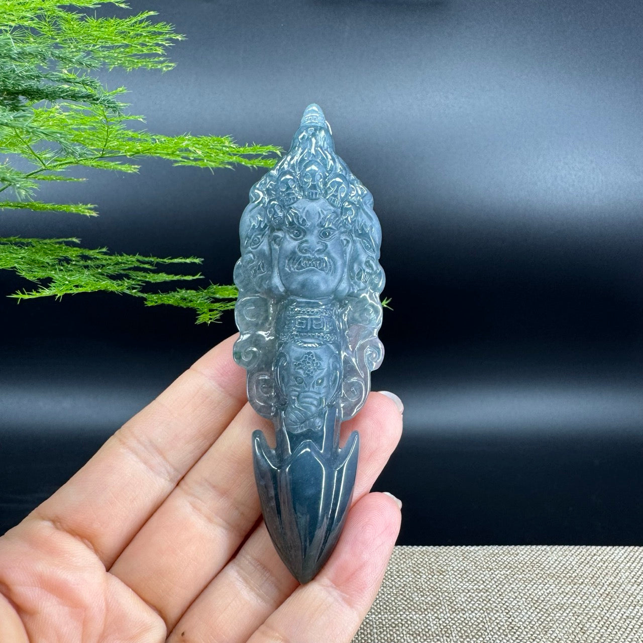 The pendant color is blue.