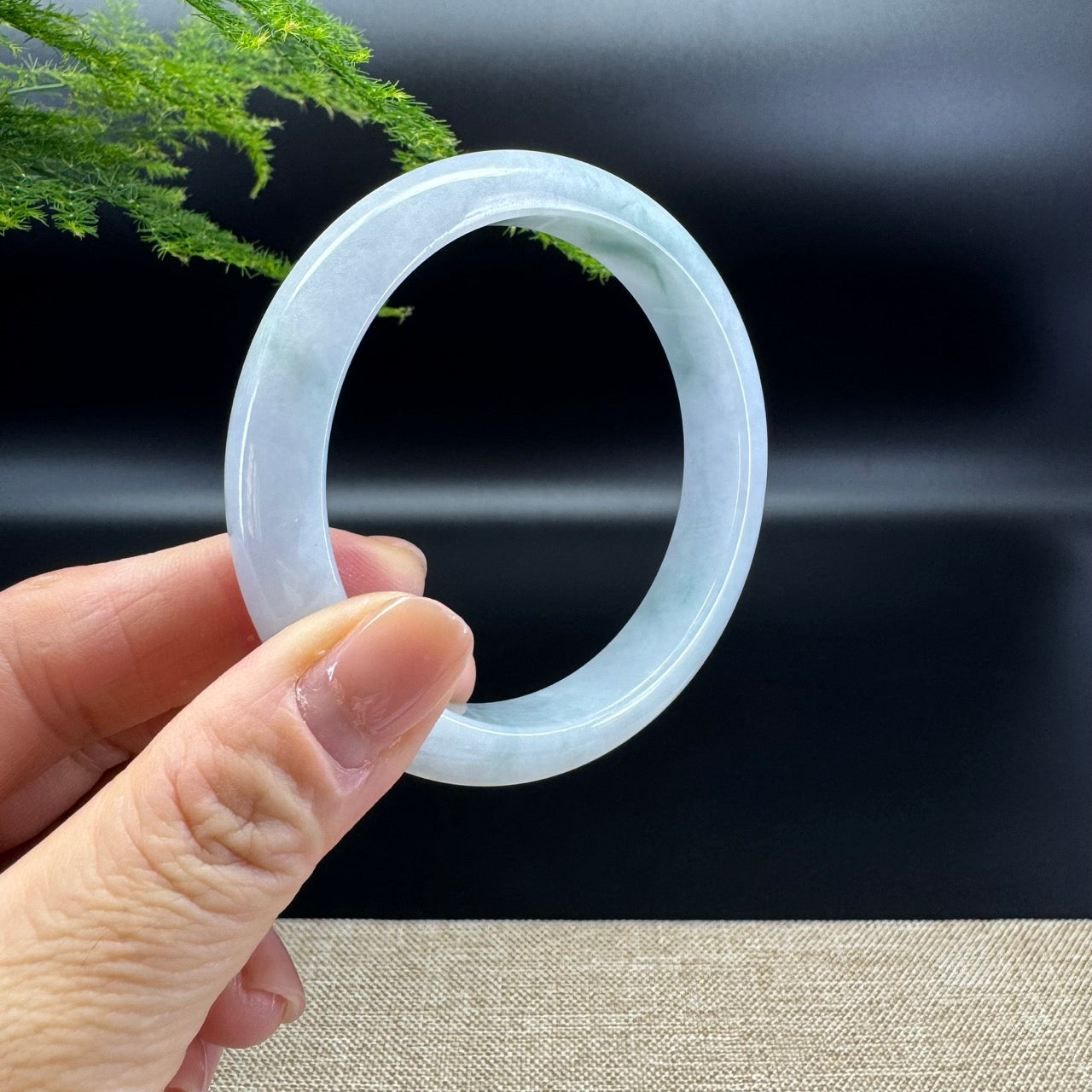 Genuine Burmese Icy Lavender Green Jade Jadeite Bangle Bracelet ( 58.9mm )