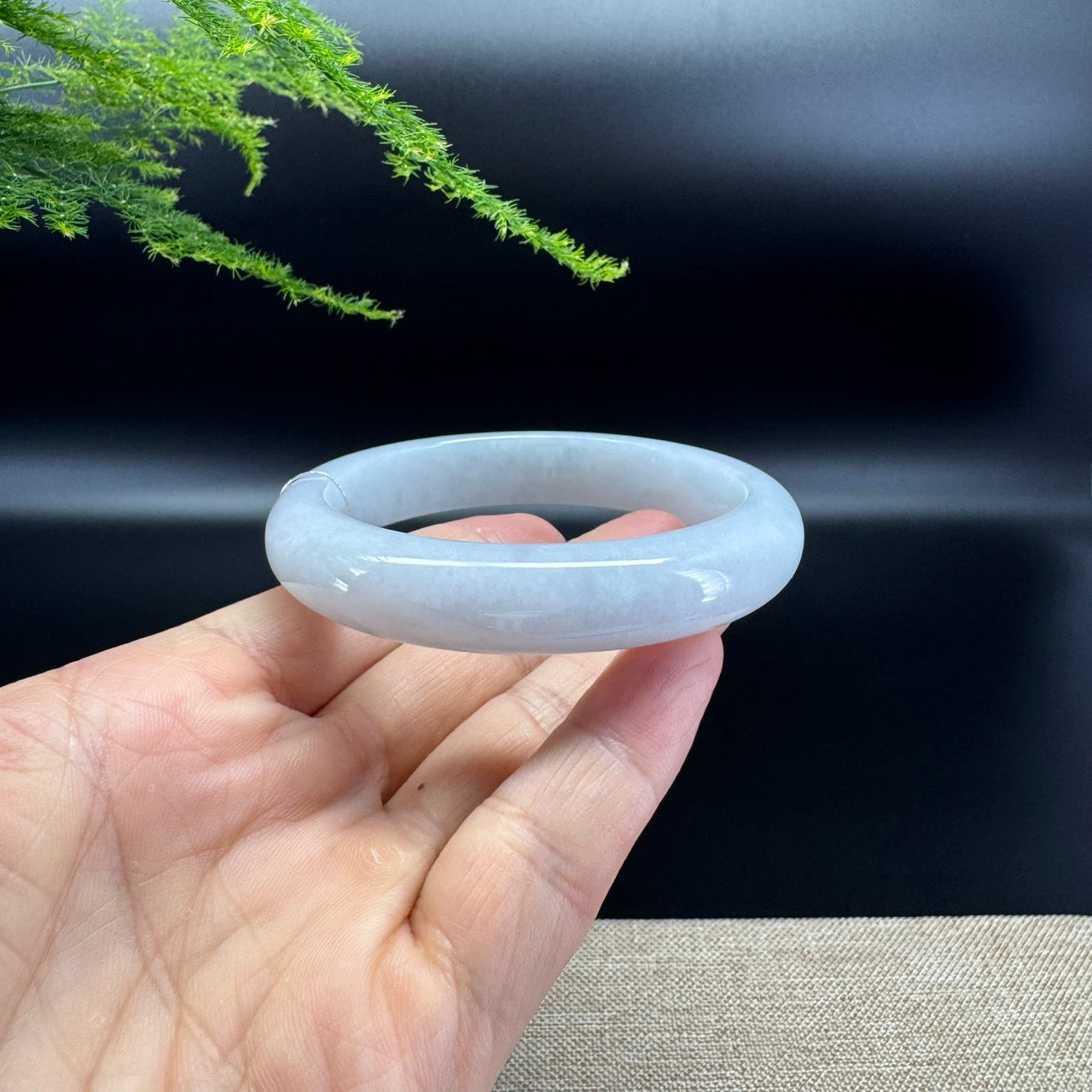 Genuine Burmese Lavender Green Jade Jadeite Bangle Bracelet ( 58.8mm )