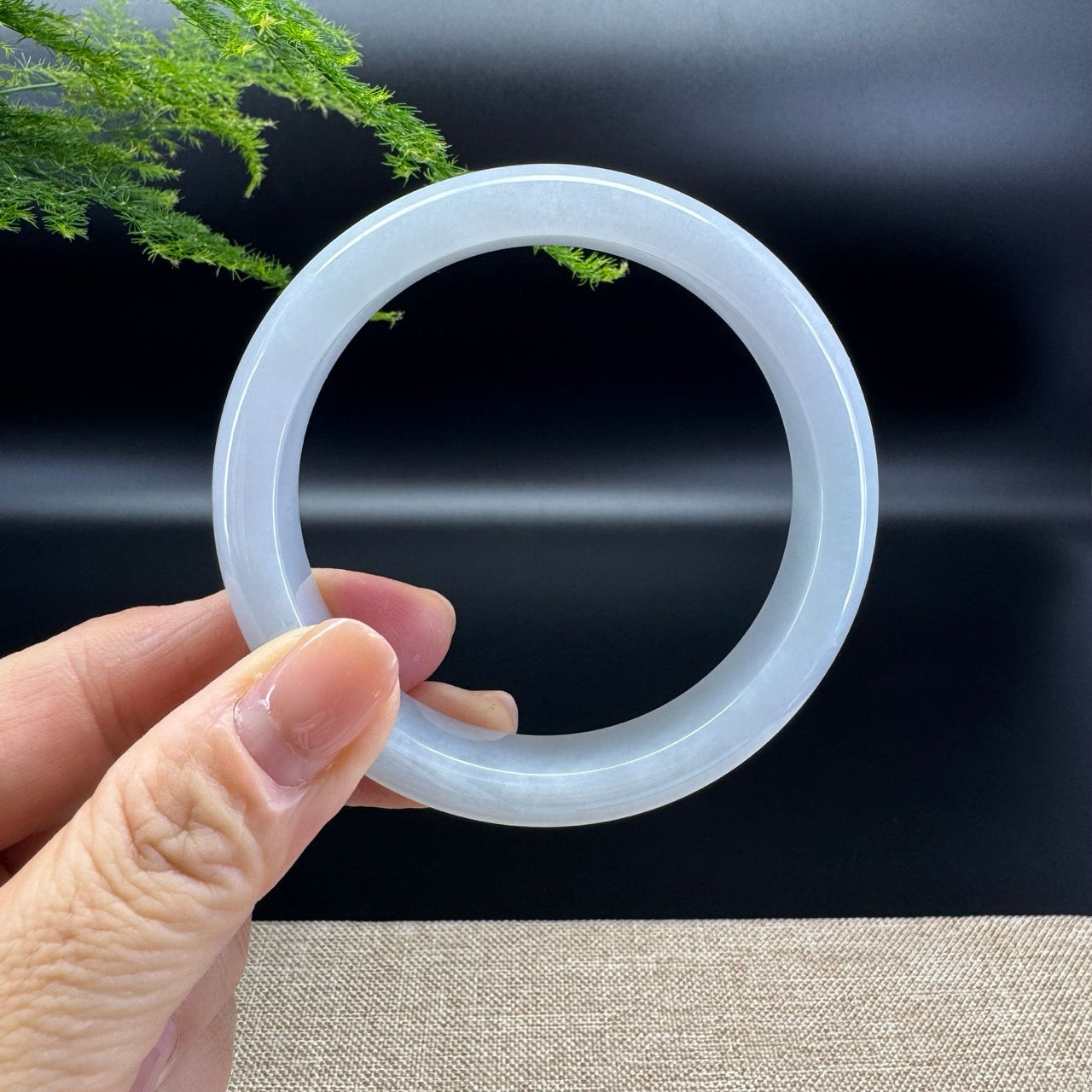 Genuine Burmese Lavender Green Jade Jadeite Bangle Bracelet ( 58.8mm )