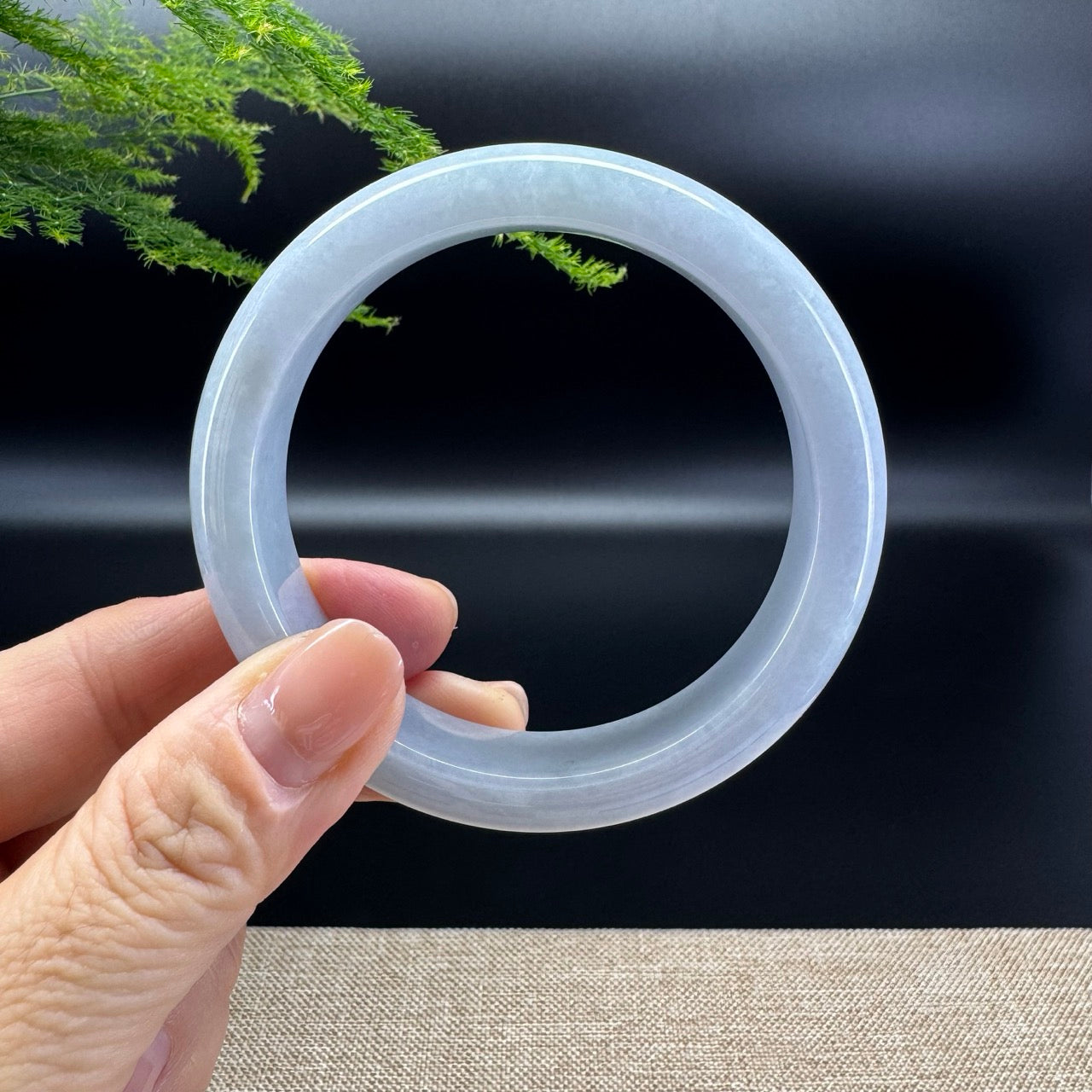 Genuine Burmese lavender Green Jadeite Jade Bangle Bracelet ( 58.3mm)
