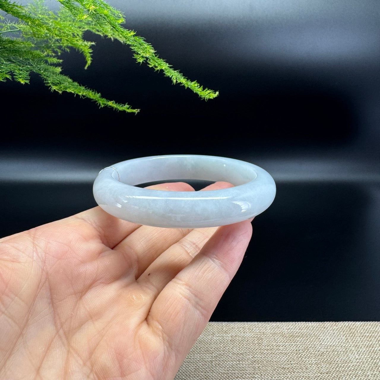 Genuine Burmese Lavender Green Jade Jadeite Bangle Bracelet ( 58.8mm )
