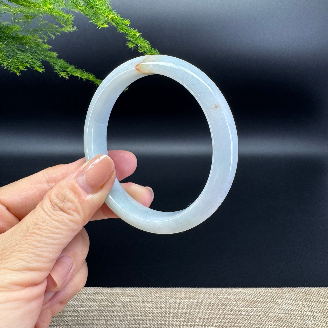 Genuine Burmese Lavender Green Jade Jadeite Bangle Bracelet (57.7mm)