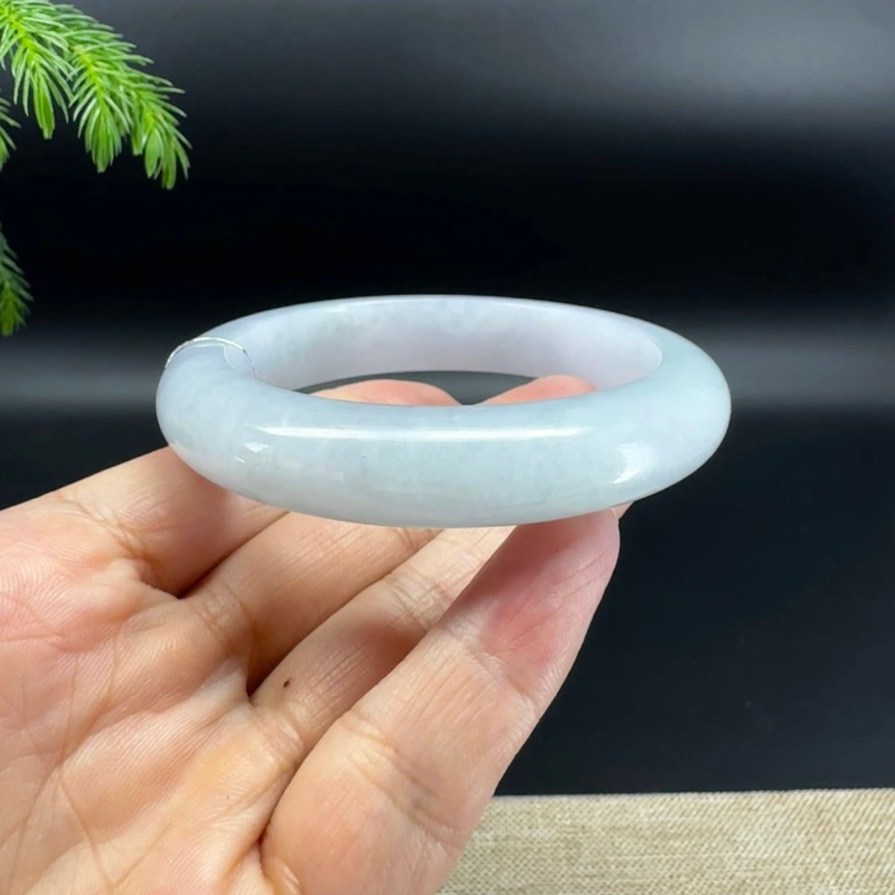 Genuine Burmese Light Blue Green Jade Jadeite Bangle Bracelet ( 56.6mm )