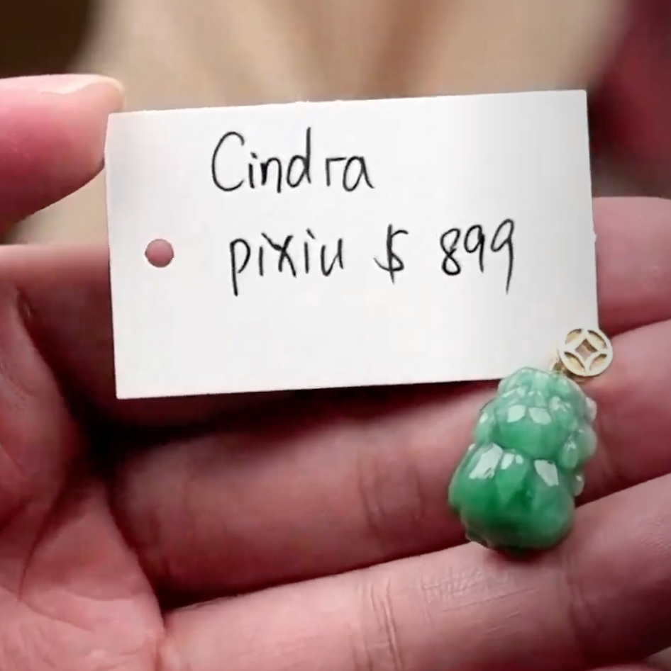 Live "18ky Gold Bail Natural Intense Green Jadeite Jade PiXiu Pendant" (Live Pick) (08/12/25)