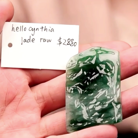 "Live" Natural Intense Dark Green Flower Custom Raw Jade (Double Fish Pendant) (09/30/25)