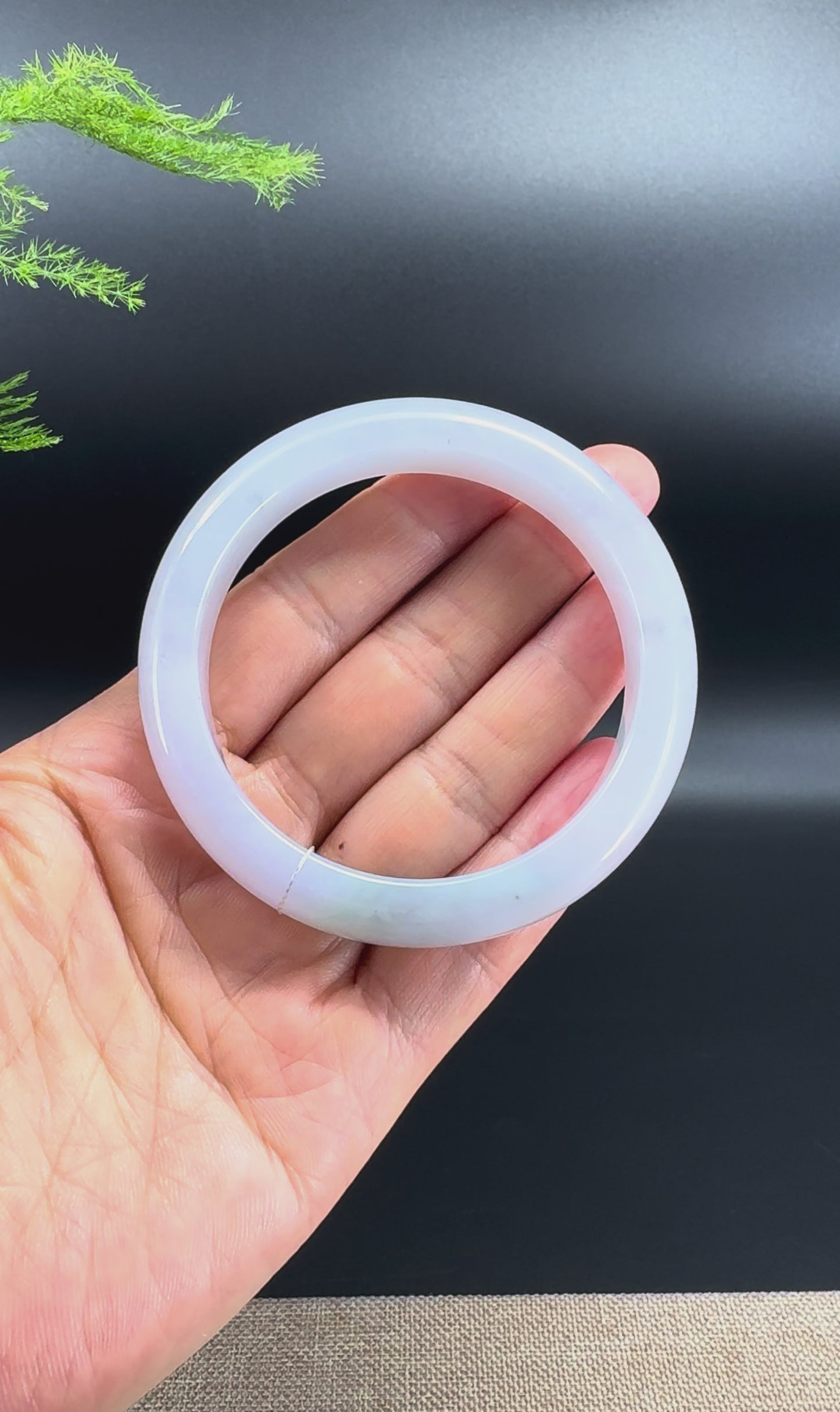Load and play video in Gallery viewer, High end Genuine Burmese Lavender Green Jade Jadeite Bangle Bracelet ( 57.2mm )
