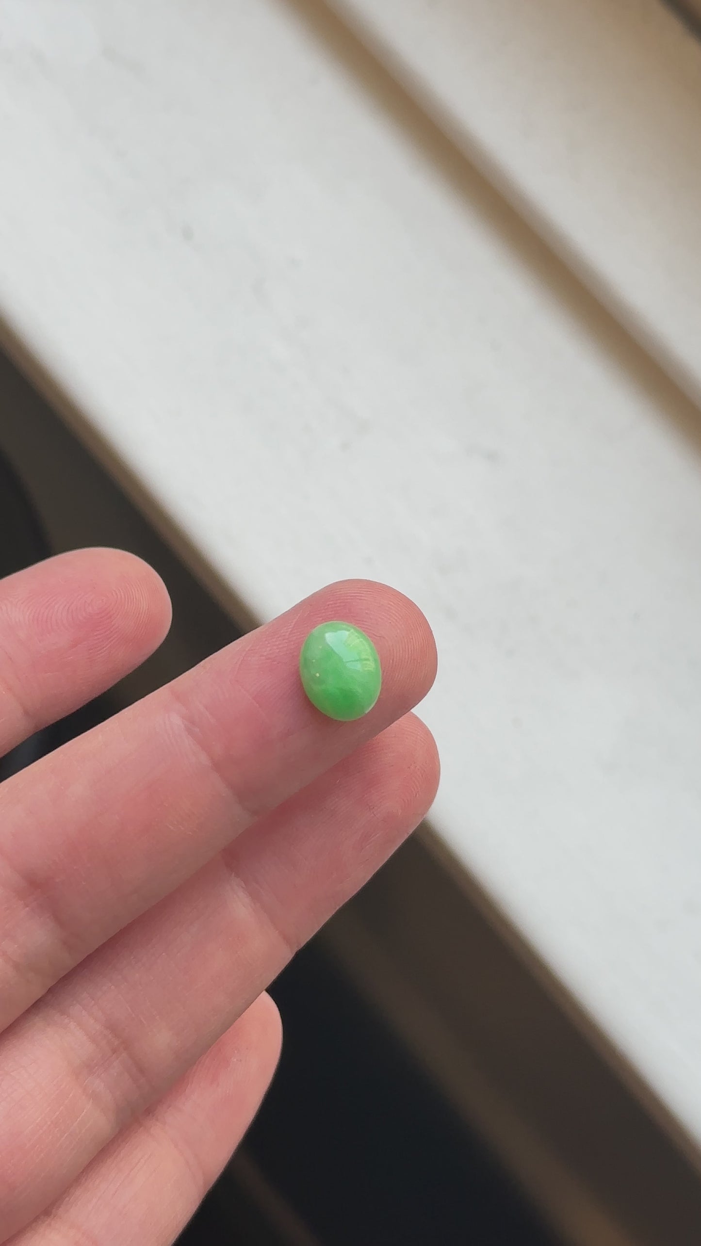 Load and play video in Gallery viewer, Genuine Burmese Bright Light Green Jade Jadeite Loose Cabochon
