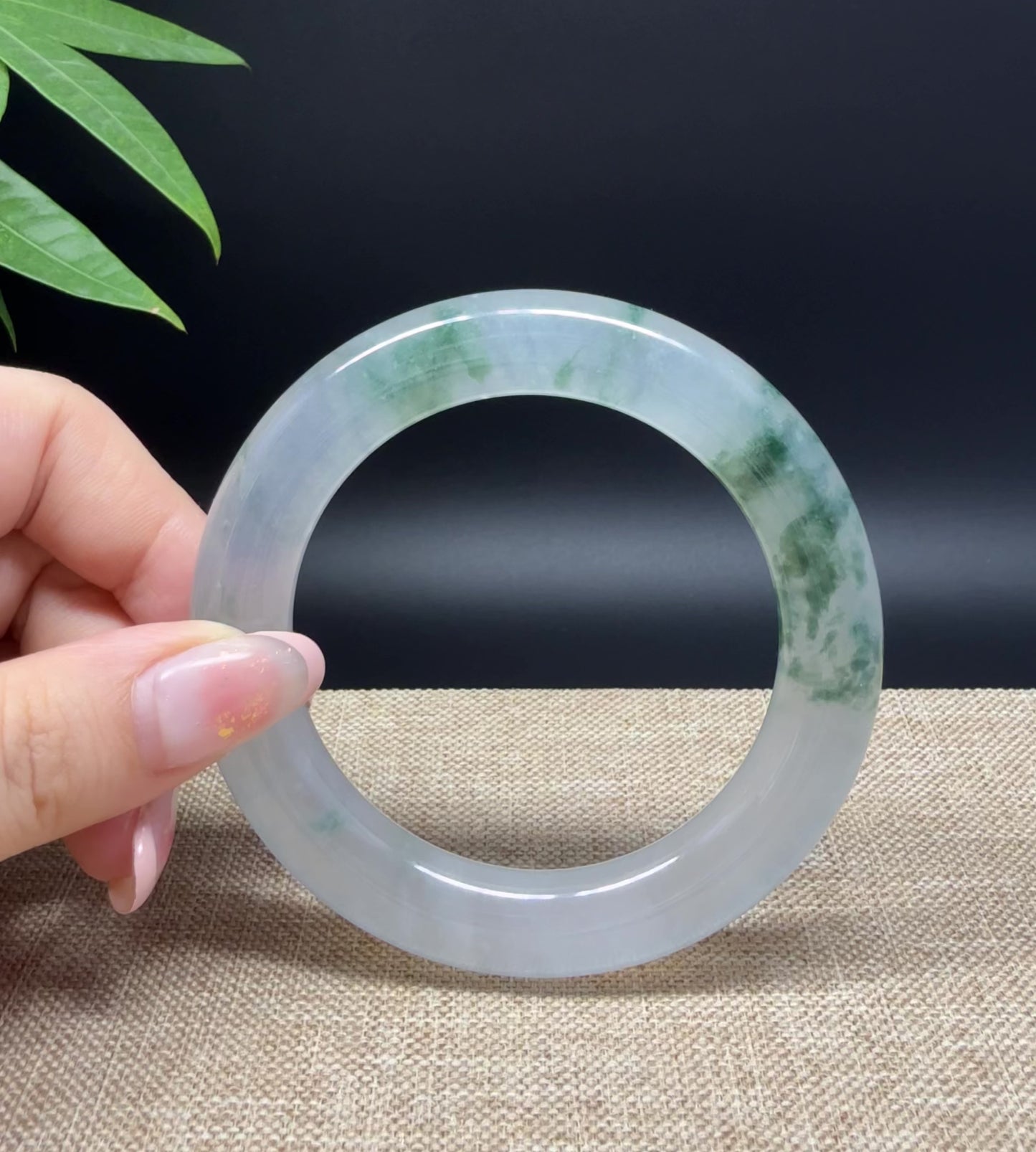 Load and play video in Gallery viewer, Genuine Burmese Icy Green Jade Jadeite Bangle Bracelet ( 56.7mm )
