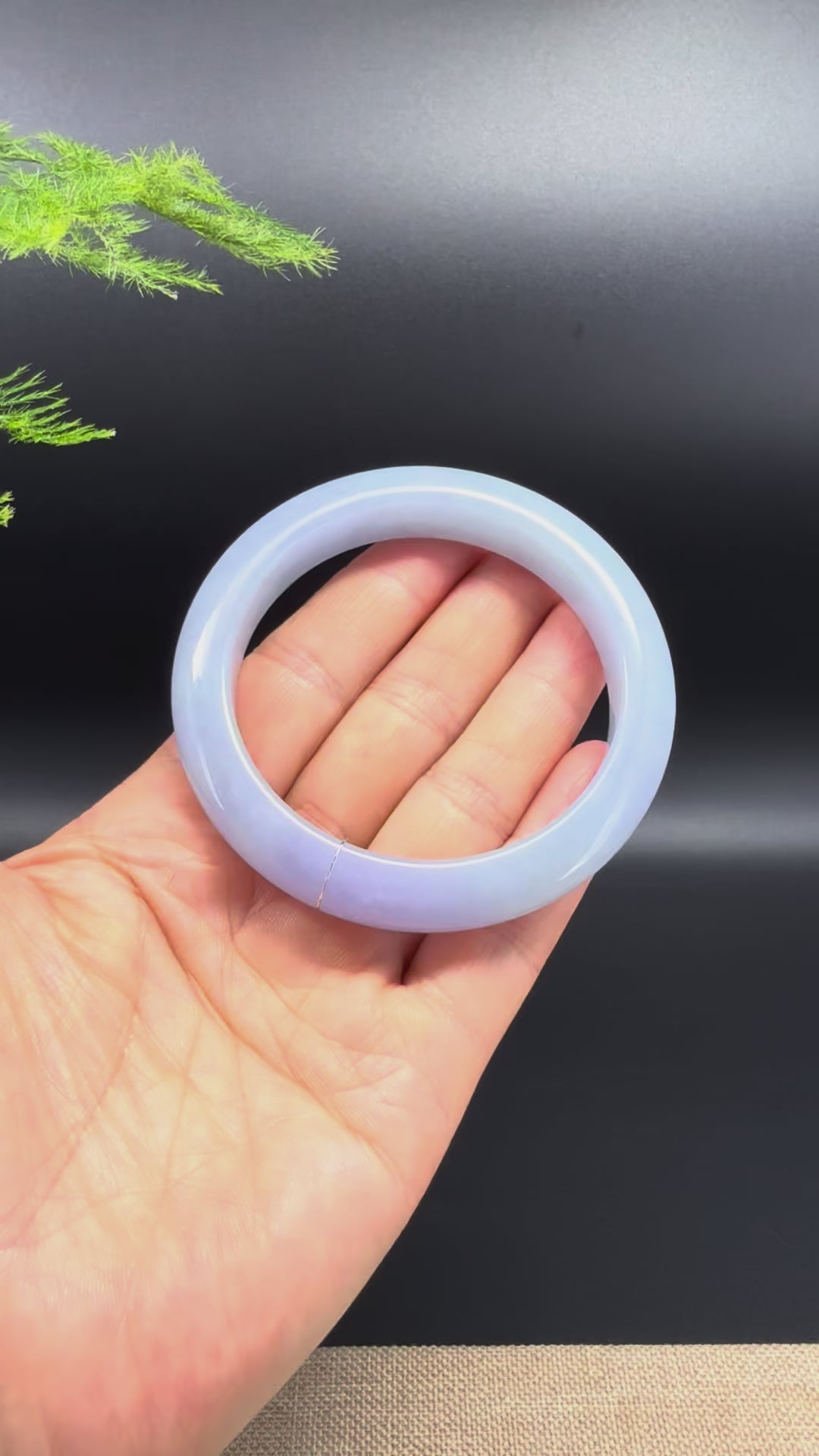 Load and play video in Gallery viewer, Genuine Burmese Lavender Green Jadeite Jade Bangle Bracelet (57.4mm)
