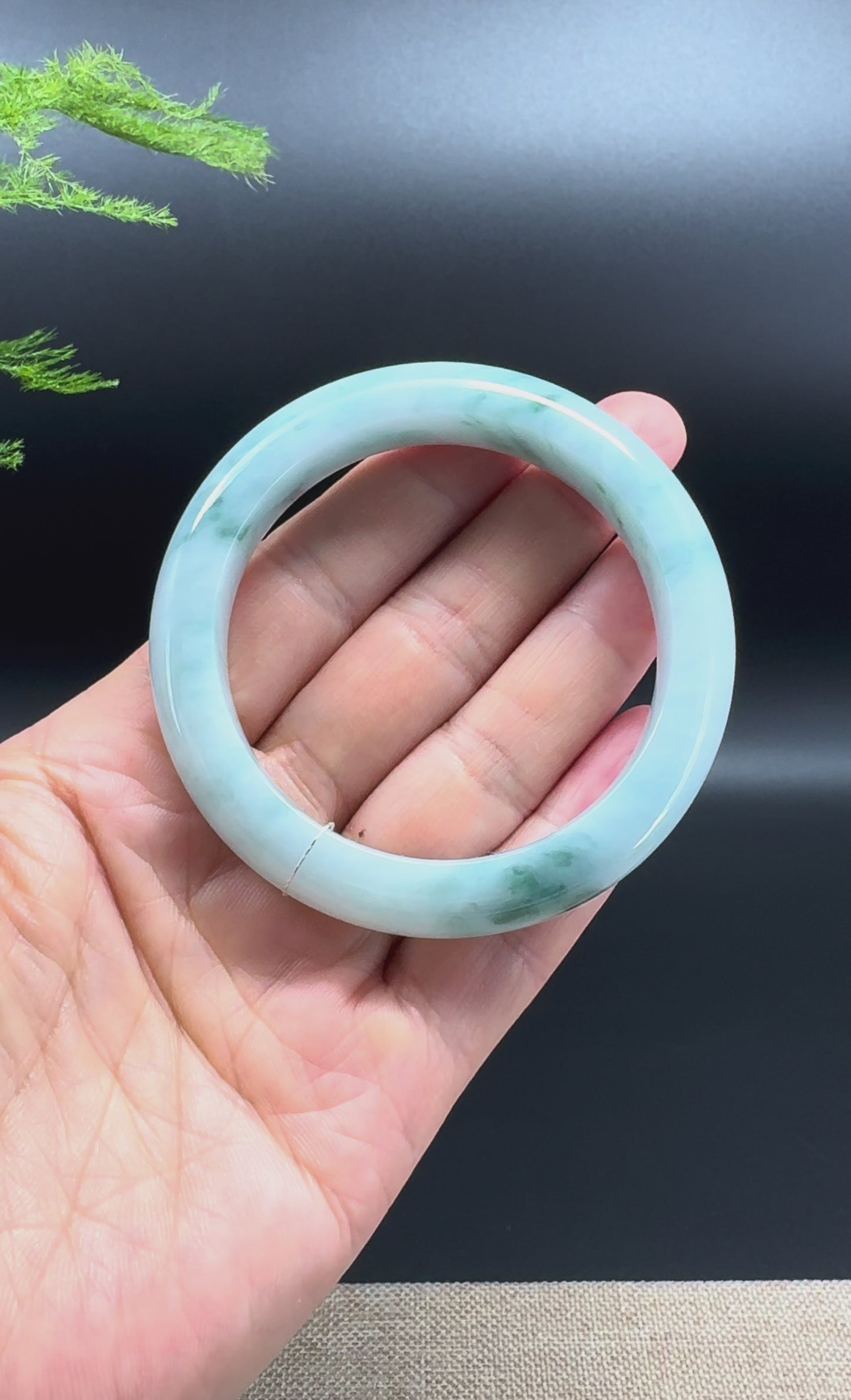 Load and play video in Gallery viewer, Genuine Burmese Blue Green Jade Jadeite Bangle Bracelet ( 54mm )
