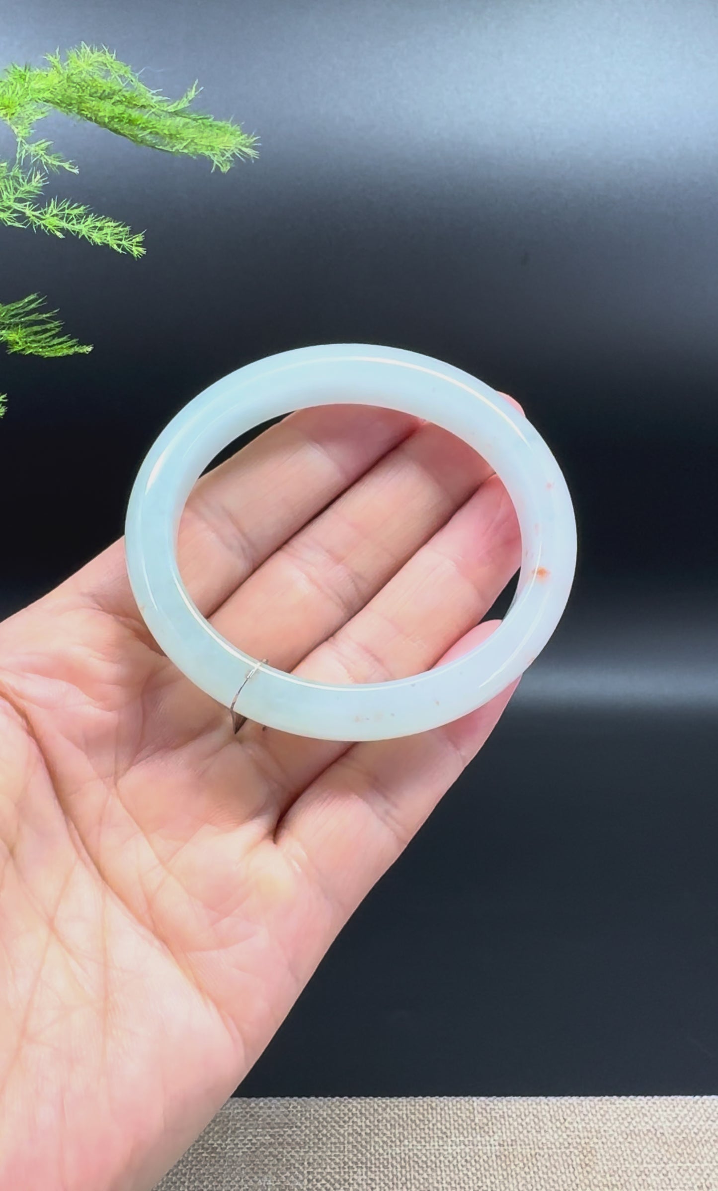 Load and play video in Gallery viewer, Genuine Burmese Icy Green Jadeite Jade Bangle Bracelet ( 53.8*48mm )
