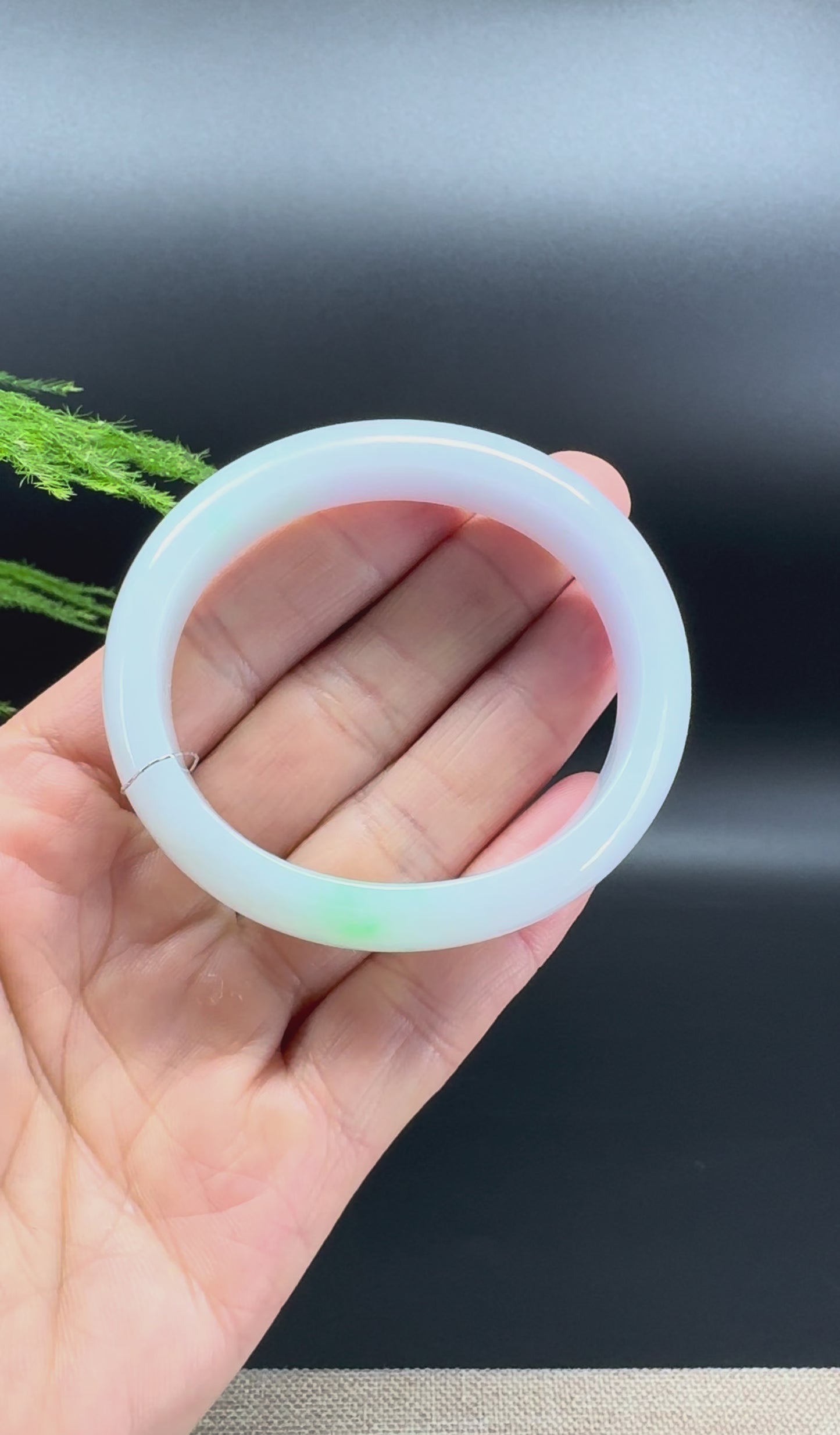 Load and play video in Gallery viewer, Genuine Burmese Lavender Green Jade Jadeite Bangle Bracelet ( 51.7*45.9mm )
