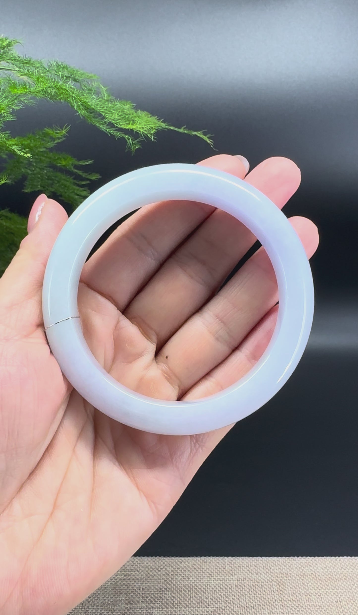 Load and play video in Gallery viewer, Genuine Burmese Lavender  Jade Jadeite Bangle Bracelet ( 59.3mm )
