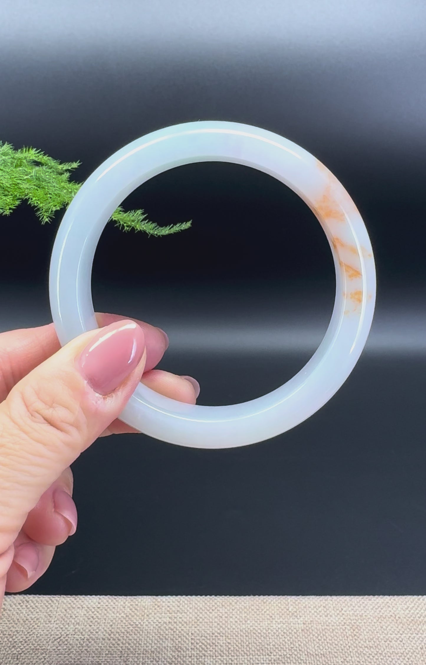 Load and play video in Gallery viewer, Genuine Burmese Yellow  lavender Jade Jadeite Bangle Bracelet ( 60.4mm )
