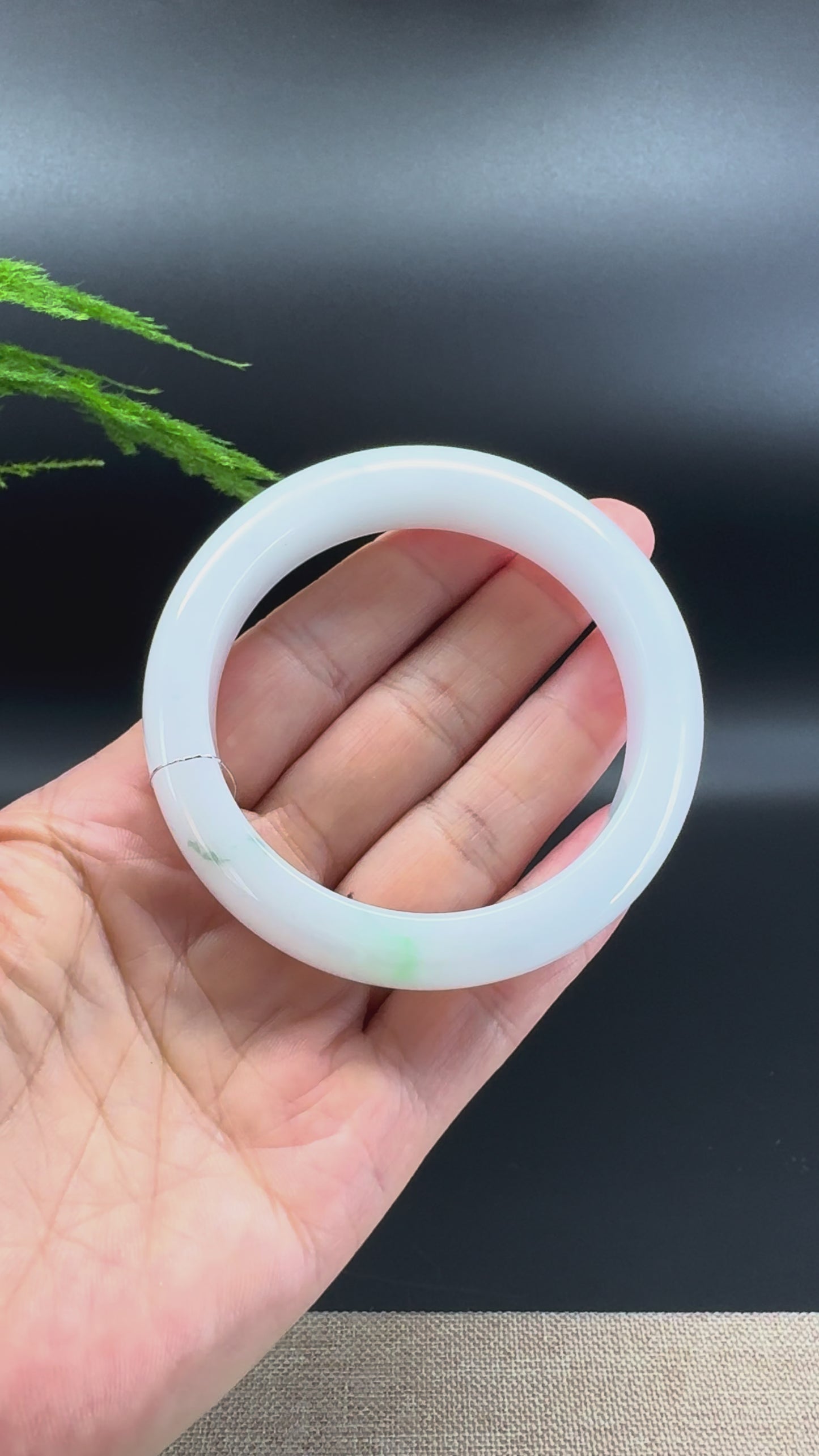 Load and play video in Gallery viewer, Genuine Burmese Milky Green Jade Jadeite Bangle Bracelet (56.2mm )

