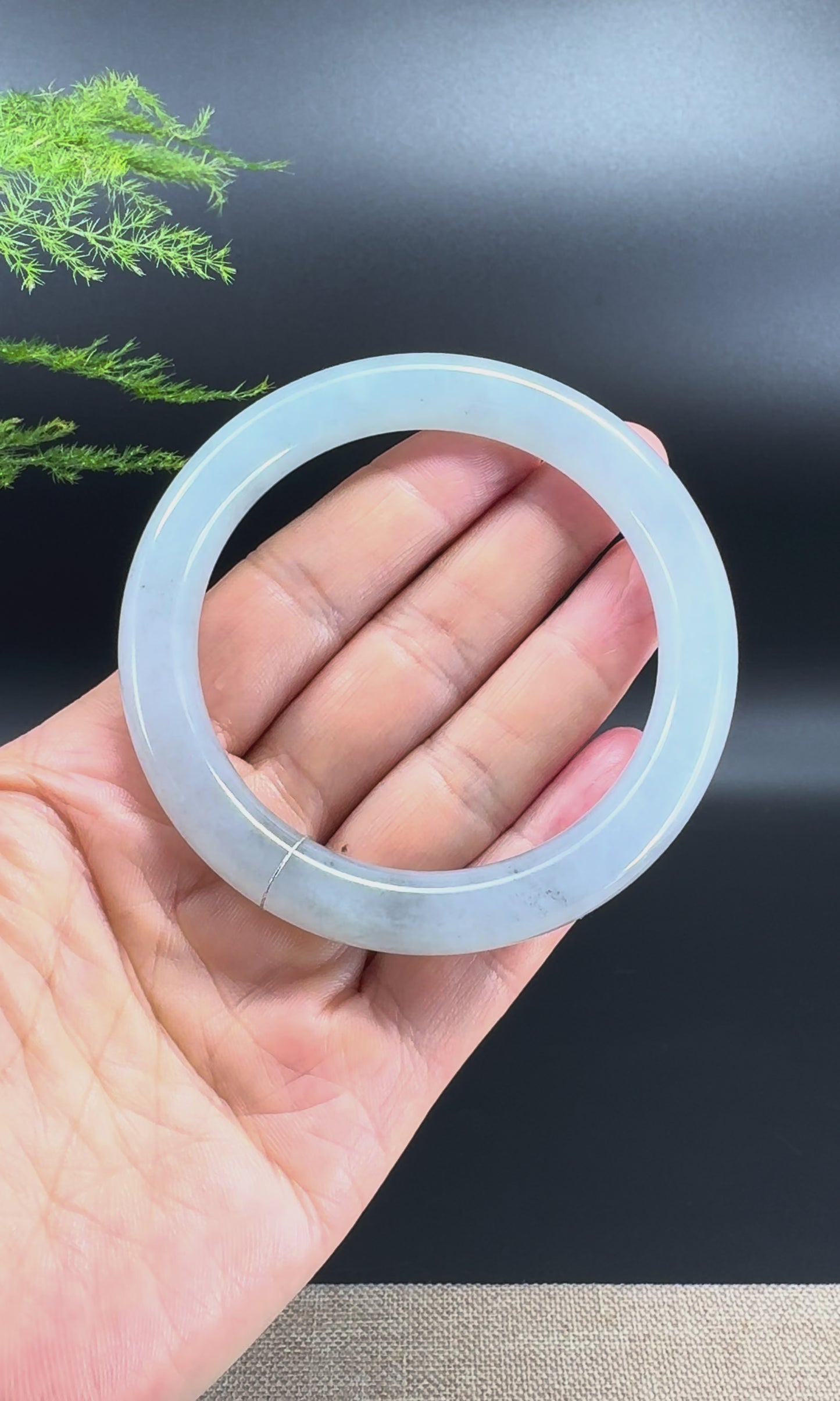 Load and play video in Gallery viewer, Genuine Burmese Icy Black Jade Jadeite Bangle Bracelet (59.3mm )
