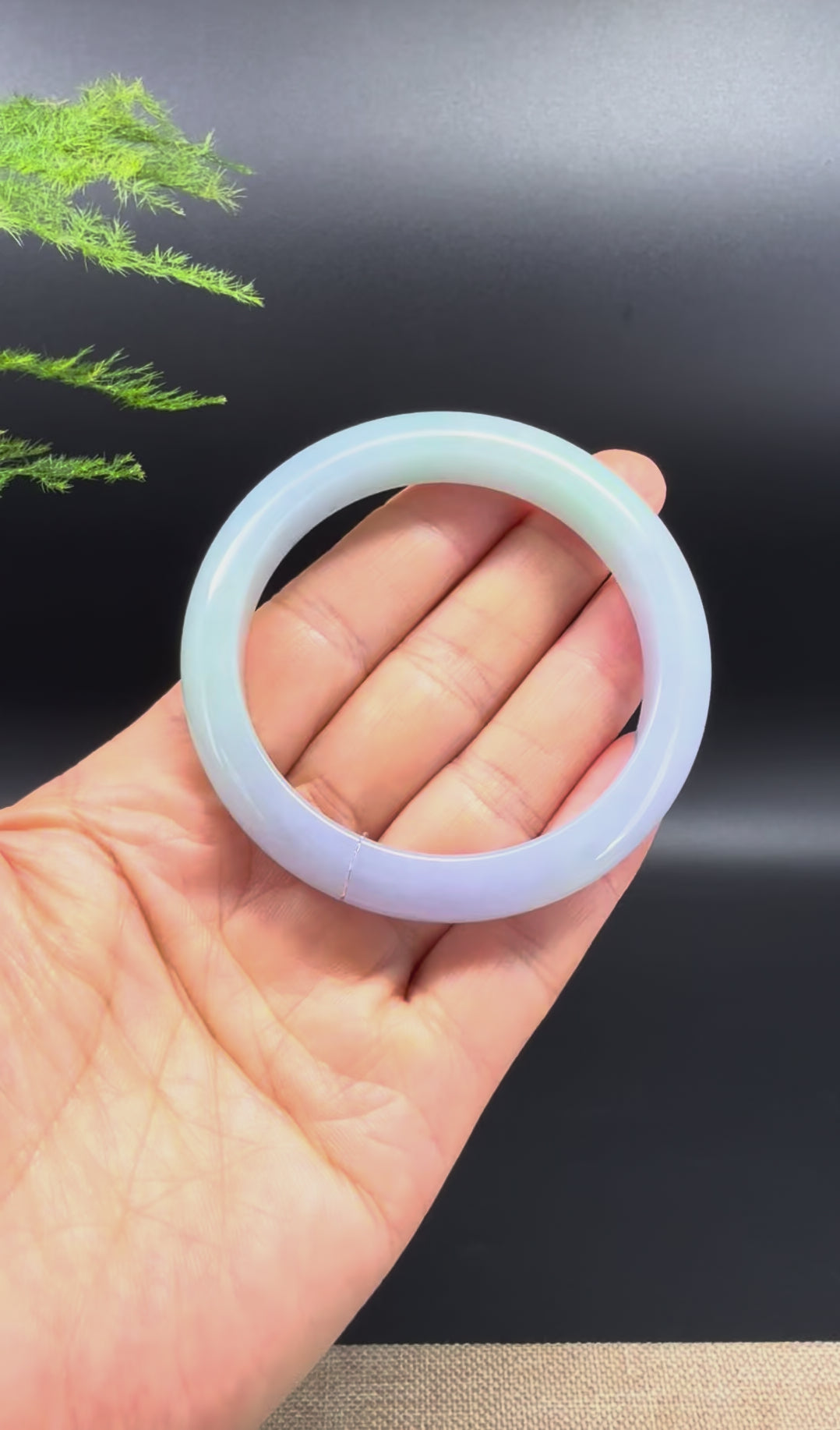 Load and play video in Gallery viewer, Genuine Burmese Lavender Green Jadeite Jade Bangle Bracelet (54.1mm)
