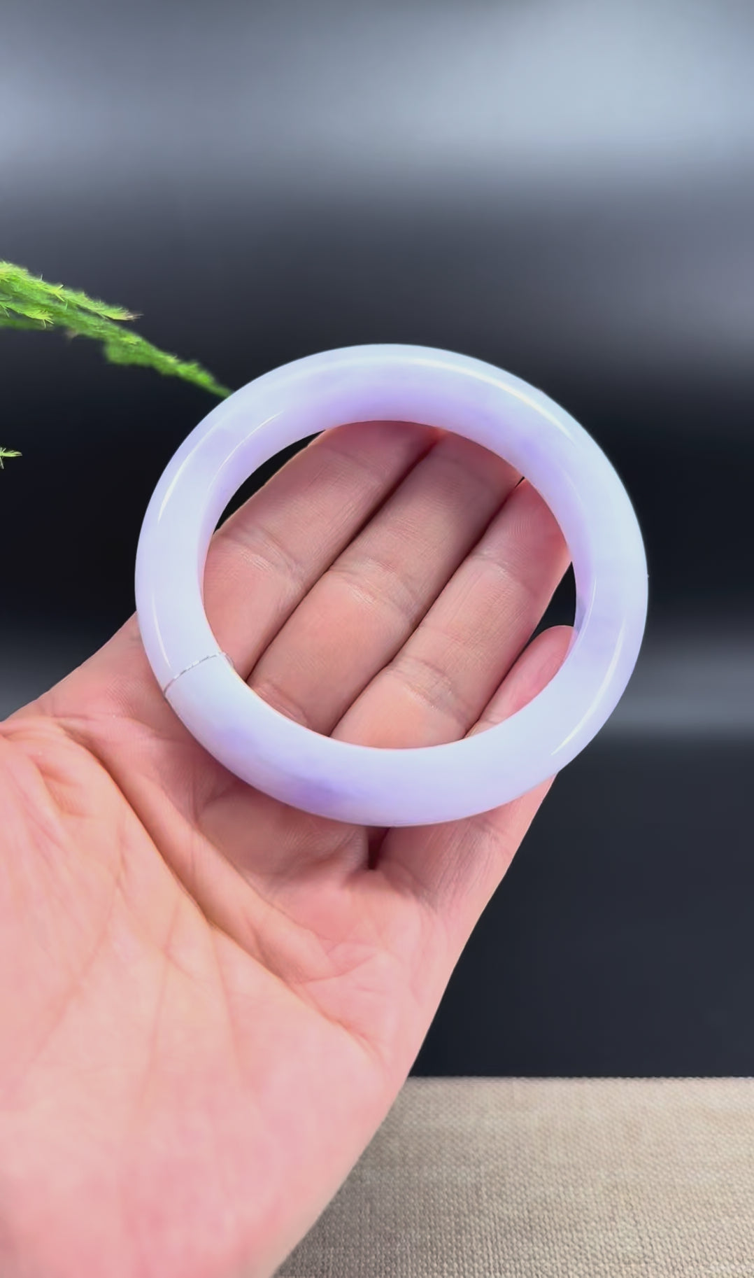 Load and play video in Gallery viewer, Genuine Burmese Lavender Jade Jadeite Bangle Bracelet (56.5mm)
