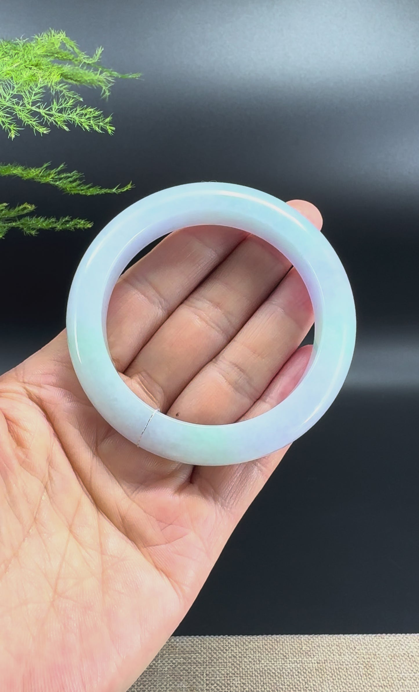 Load and play video in Gallery viewer, Genuine Burmese Lavender Green Jadeite Jade Bangle Bracelet (55.2mm)
