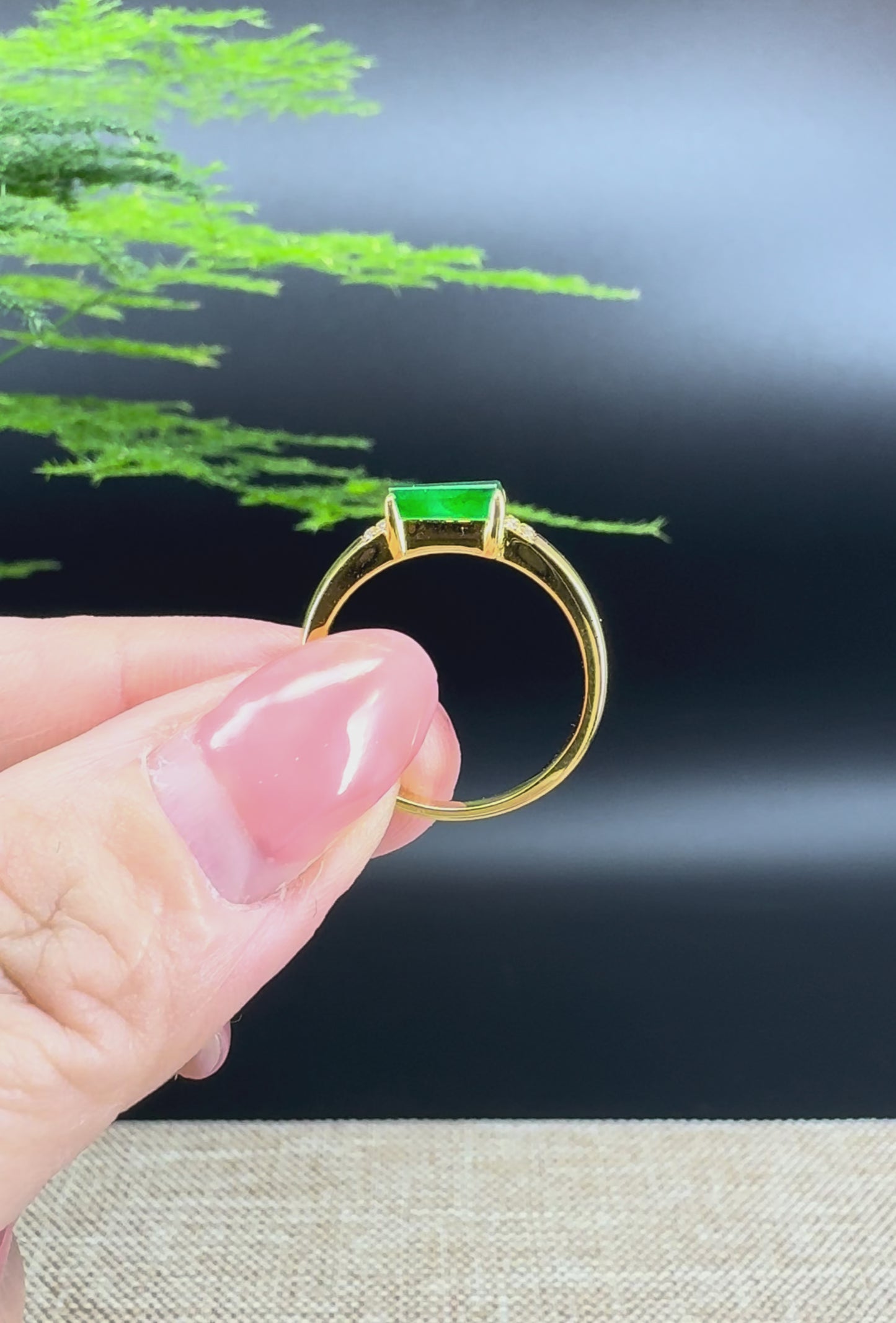 RealJade® "Signature Signet" 18K Yellow Gold  Imperial Jadeite Jade Diamonds  Classic Ring