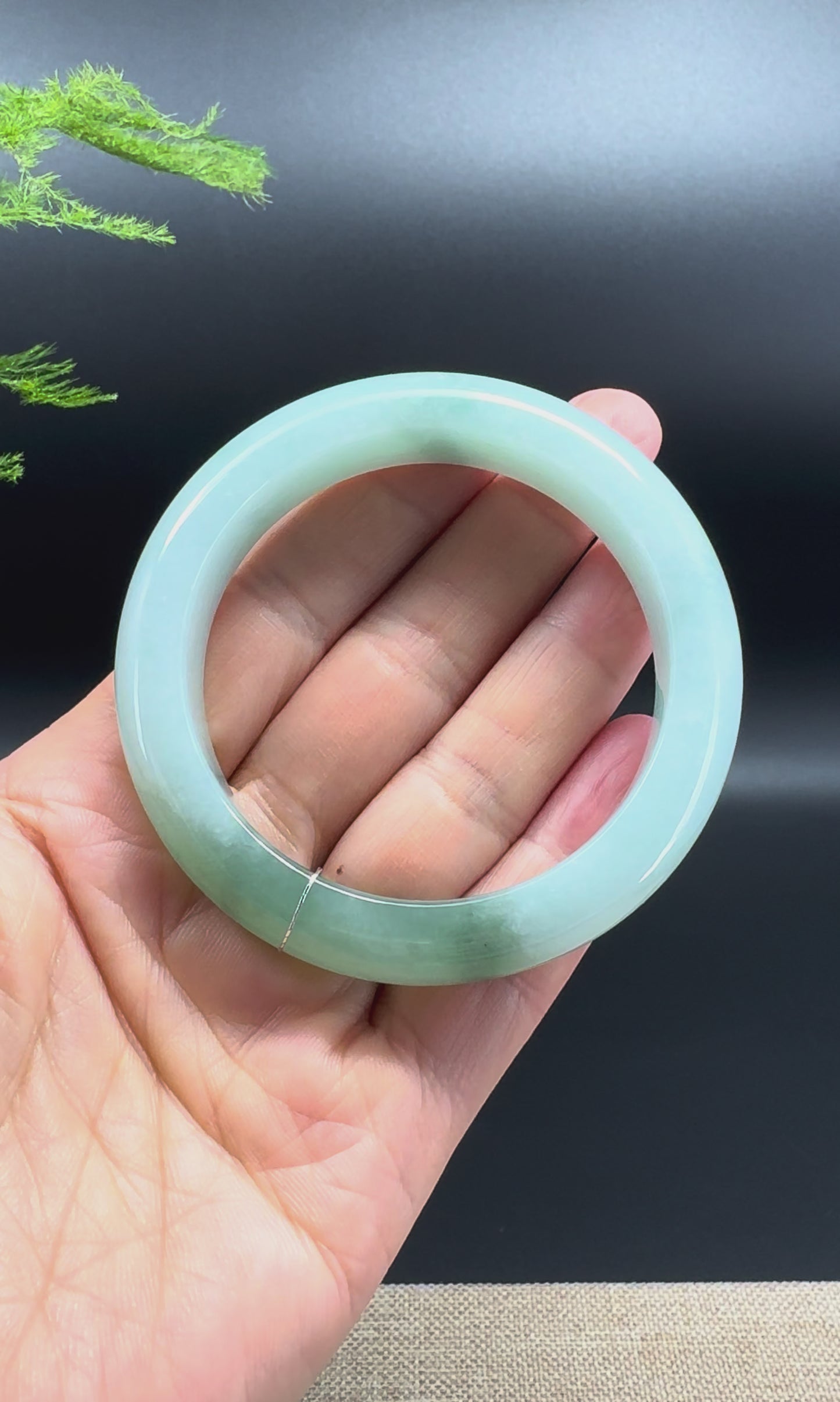 Load and play video in Gallery viewer, Genuine Burmese Icy Green Jade Jadeite Bangle Bracelet ( 54.1mm )
