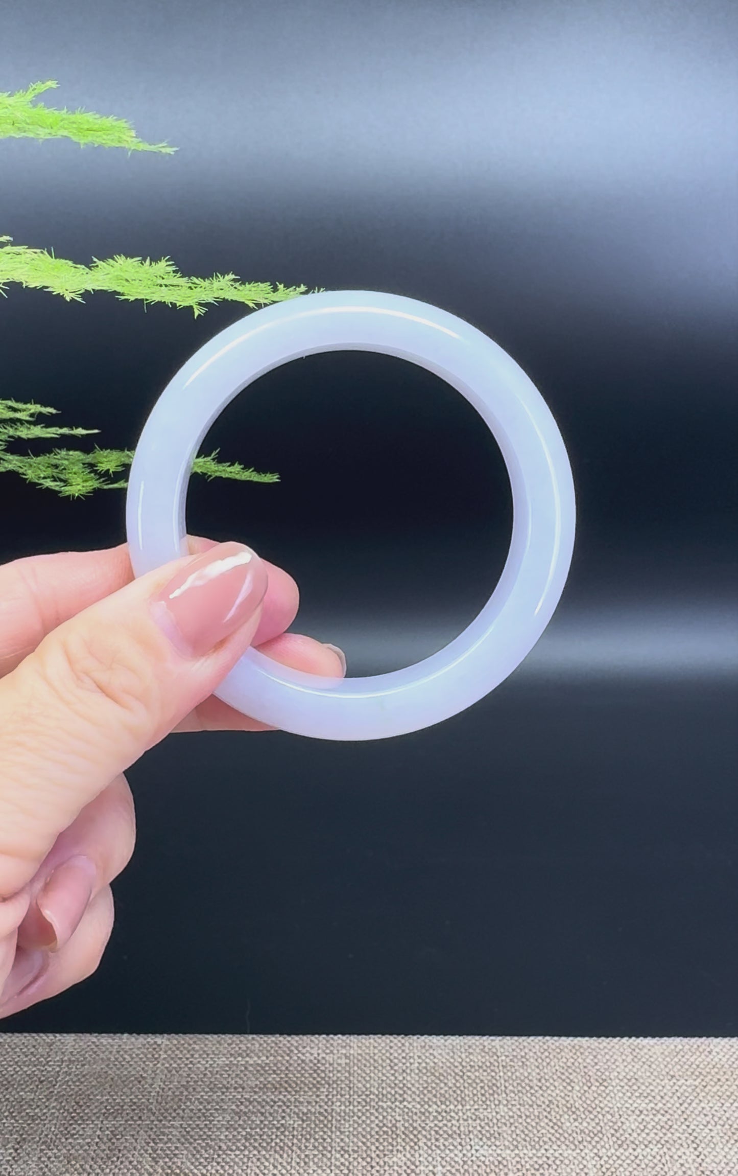 Load and play video in Gallery viewer, Genuine Burmese Icy Lavender Jade Jadeite Bangle Bracelet (51.2mm)

