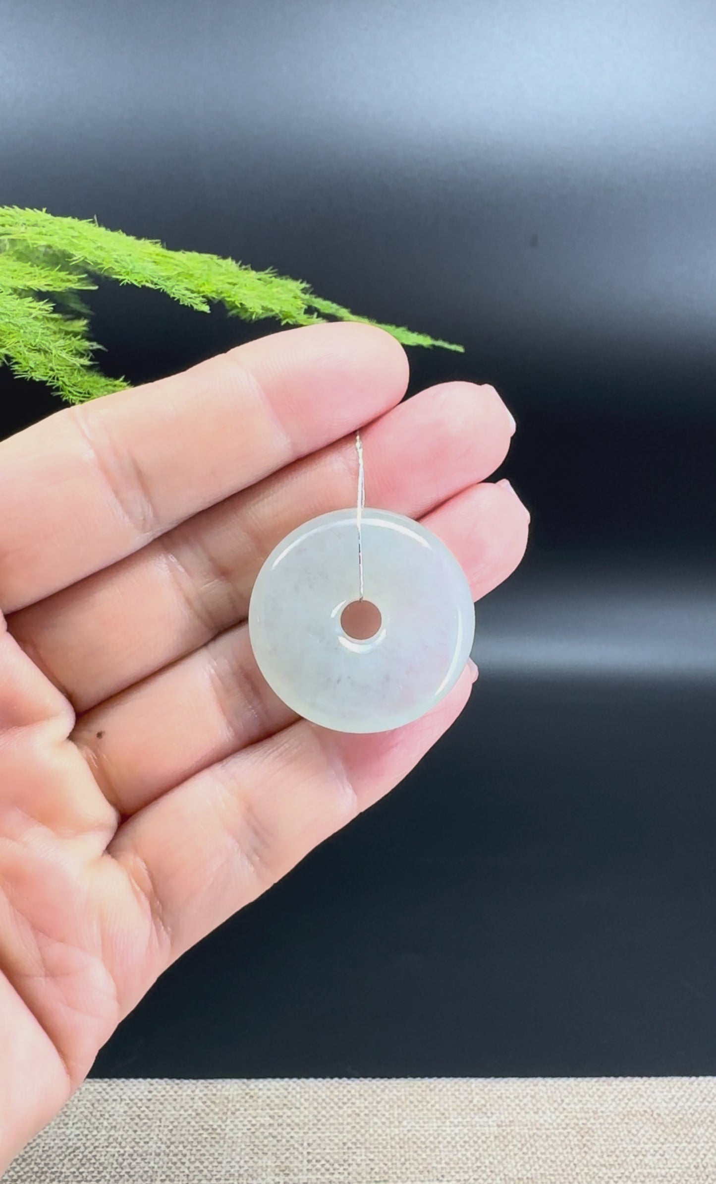 "Good Luck Button"Icy Jadeite Jade Lucky KouKou Pendant